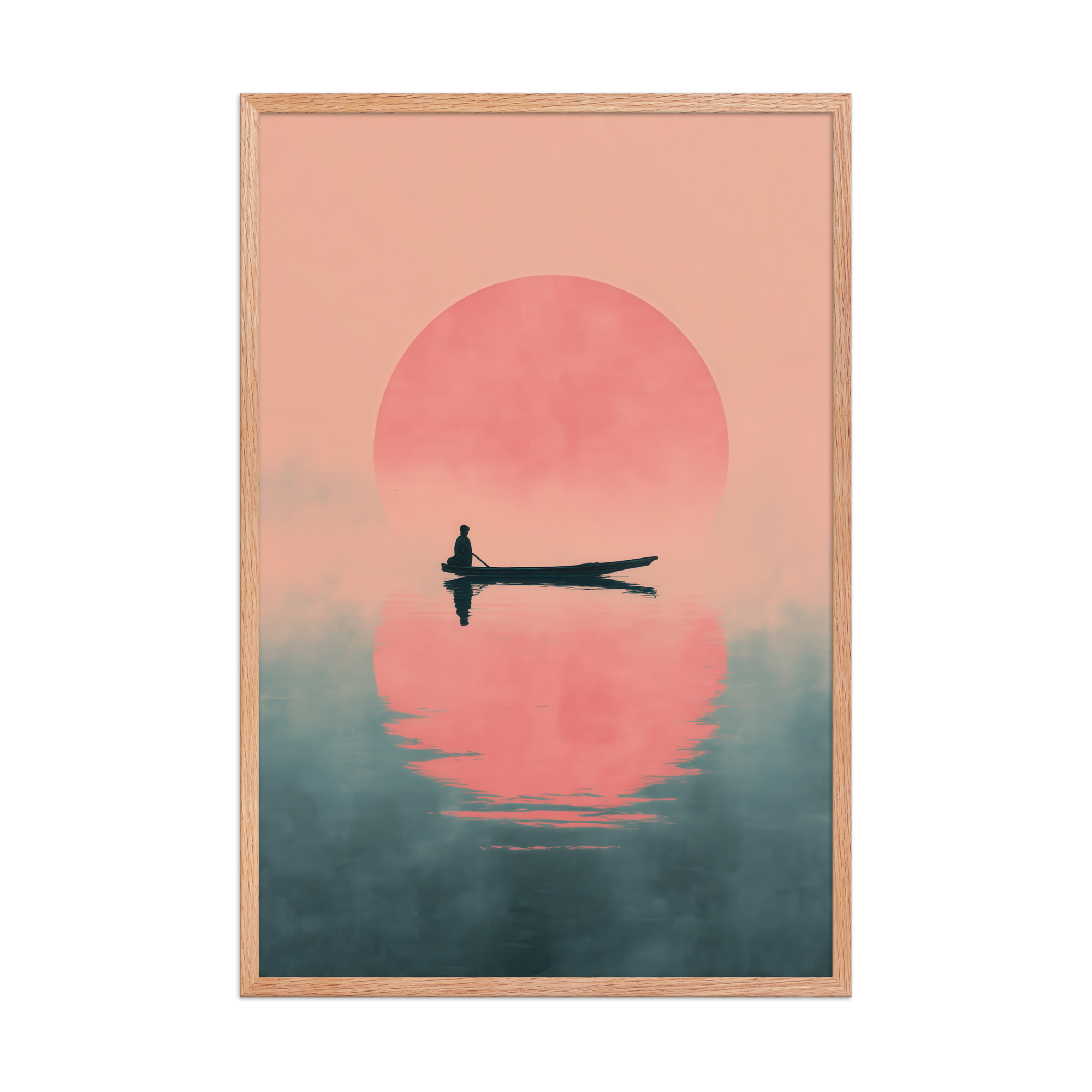 Fisherman in Misty Dawn — Minimal Sunrise Boat Wall Art — Framed Poster - Image 16
