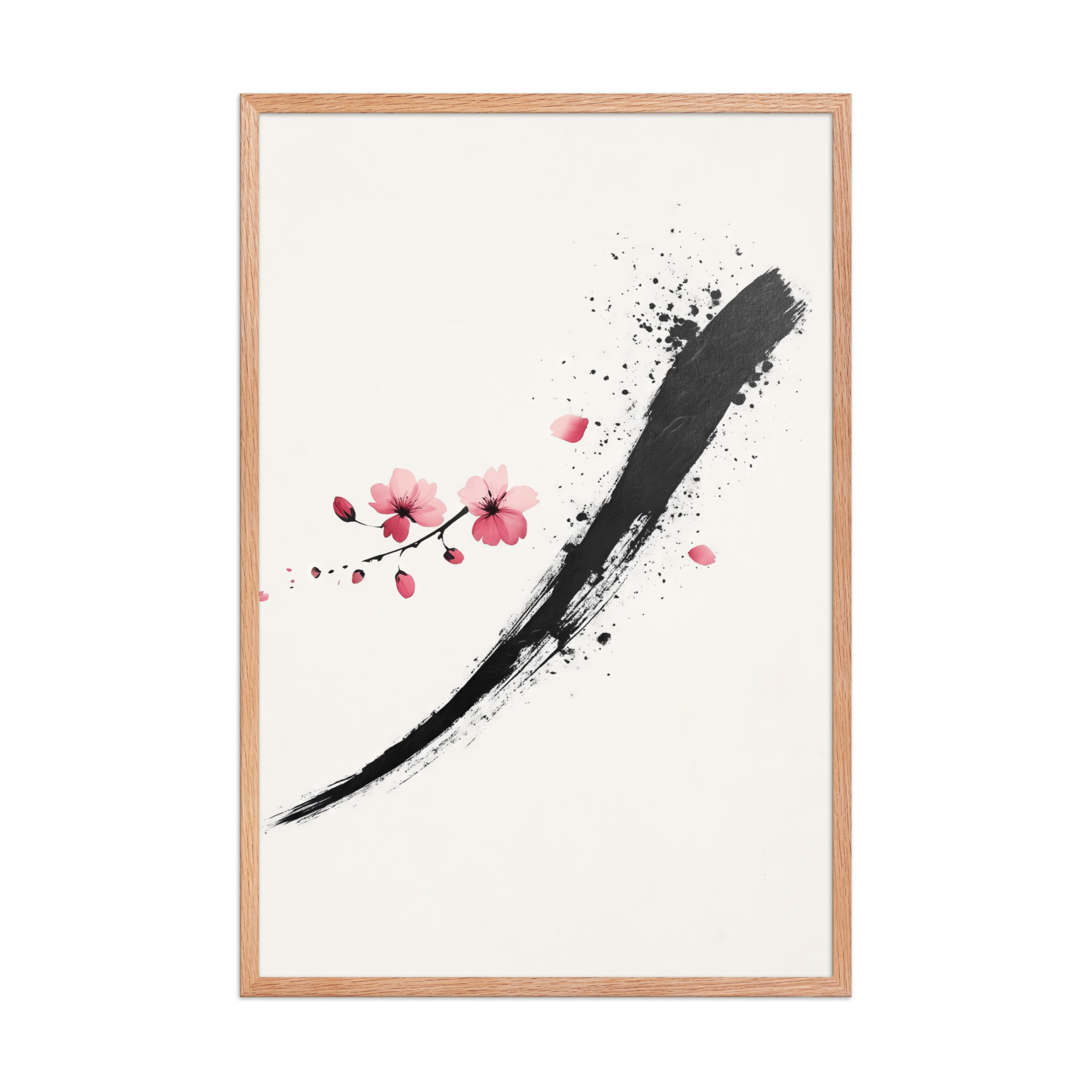 Zen Blossom Stroke — Minimal Cherry Blossom Sumi-e Brush Wall Art — Framed Poster - Image 10