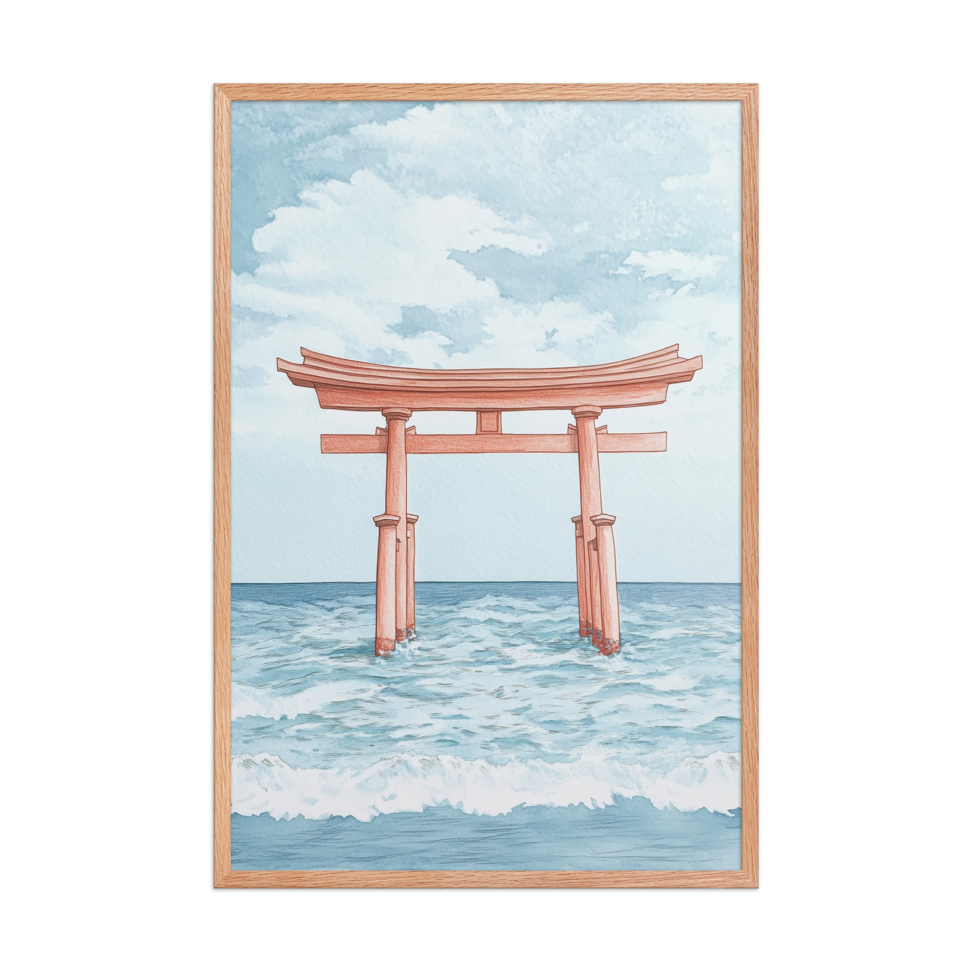 Torii Gate Waves — Coastal Shinto Shrine Wall Decor — Framed Poster - Image 16