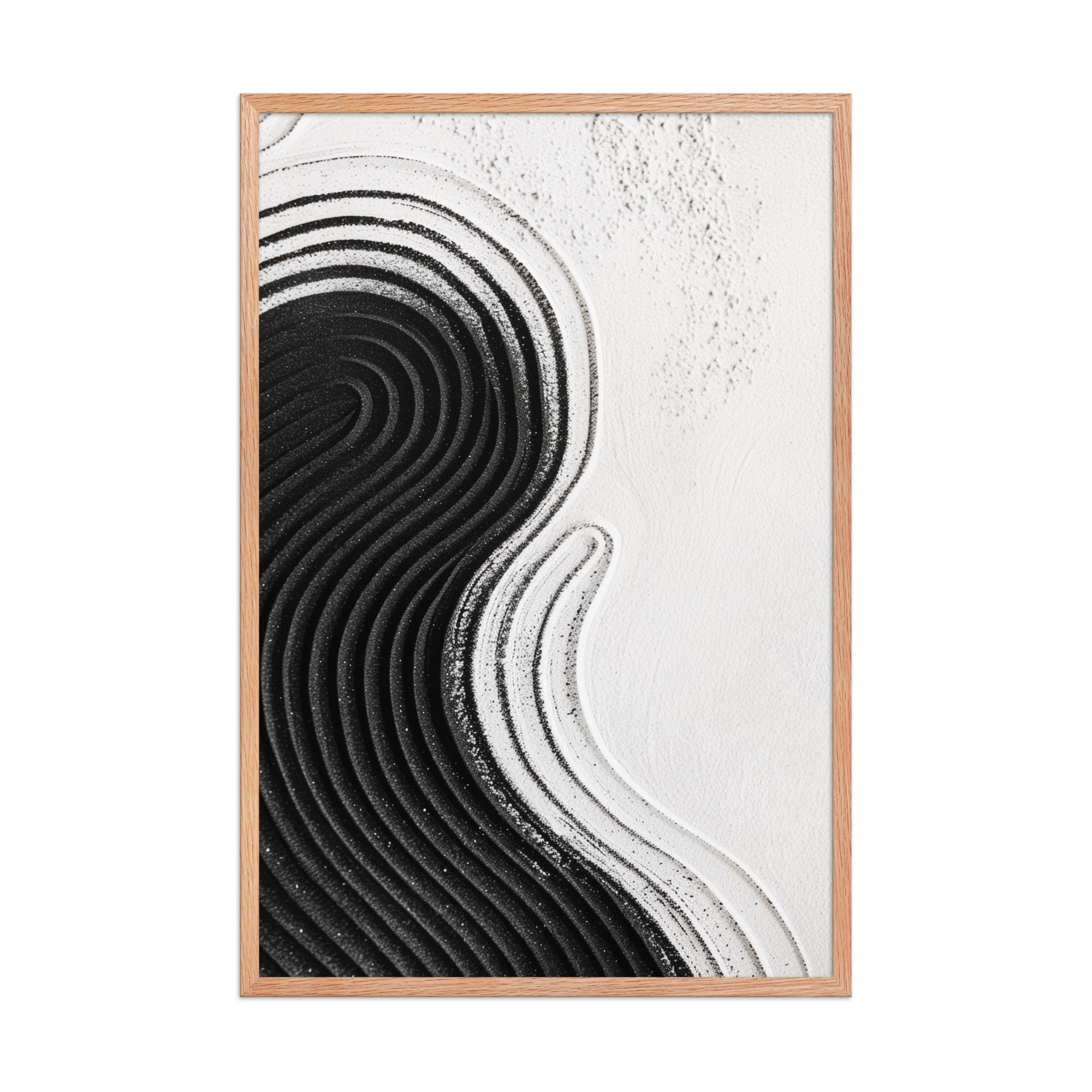 Black & White Ripple – Abstract Zen Sand Pattern Wall Art – Framed Poster - Image 16