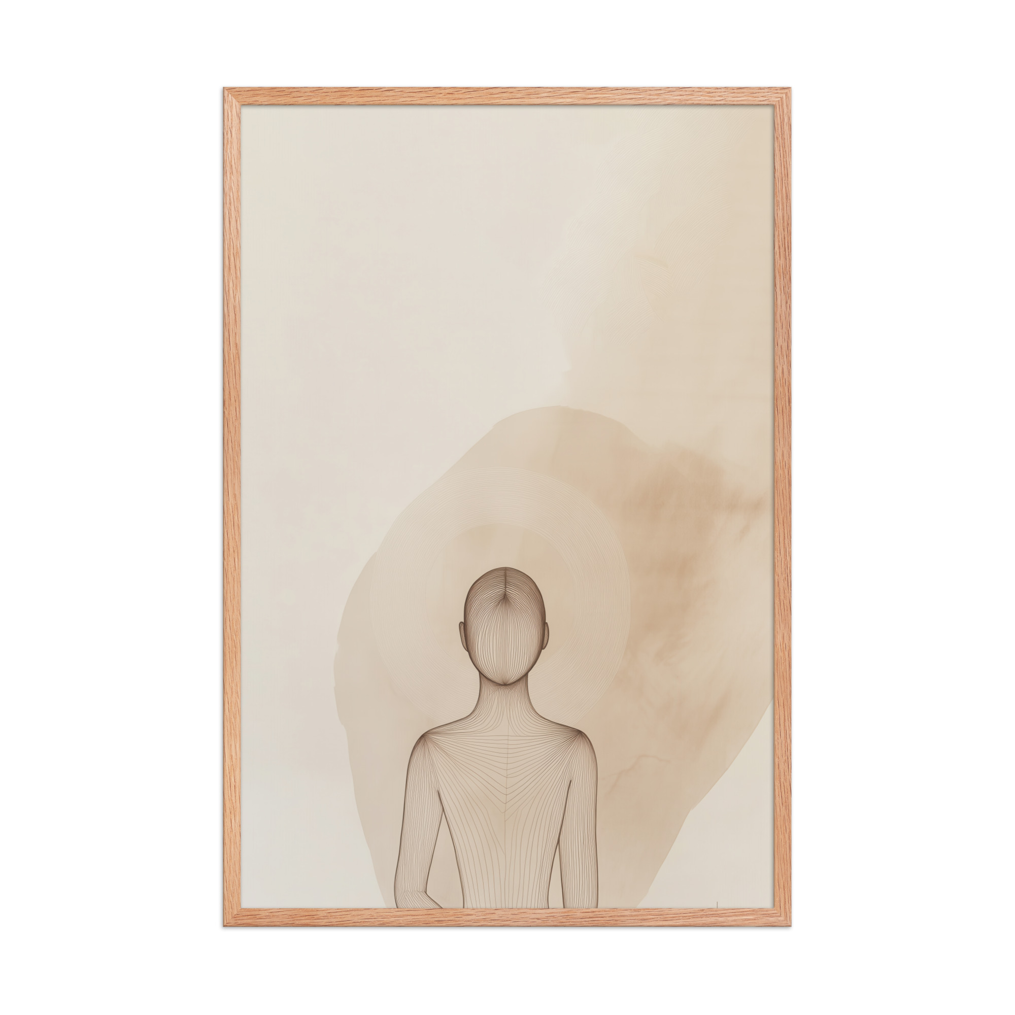 Inner Light – Minimalist Meditation Figure Japandi Wall Art – Framed Poster - Image 16
