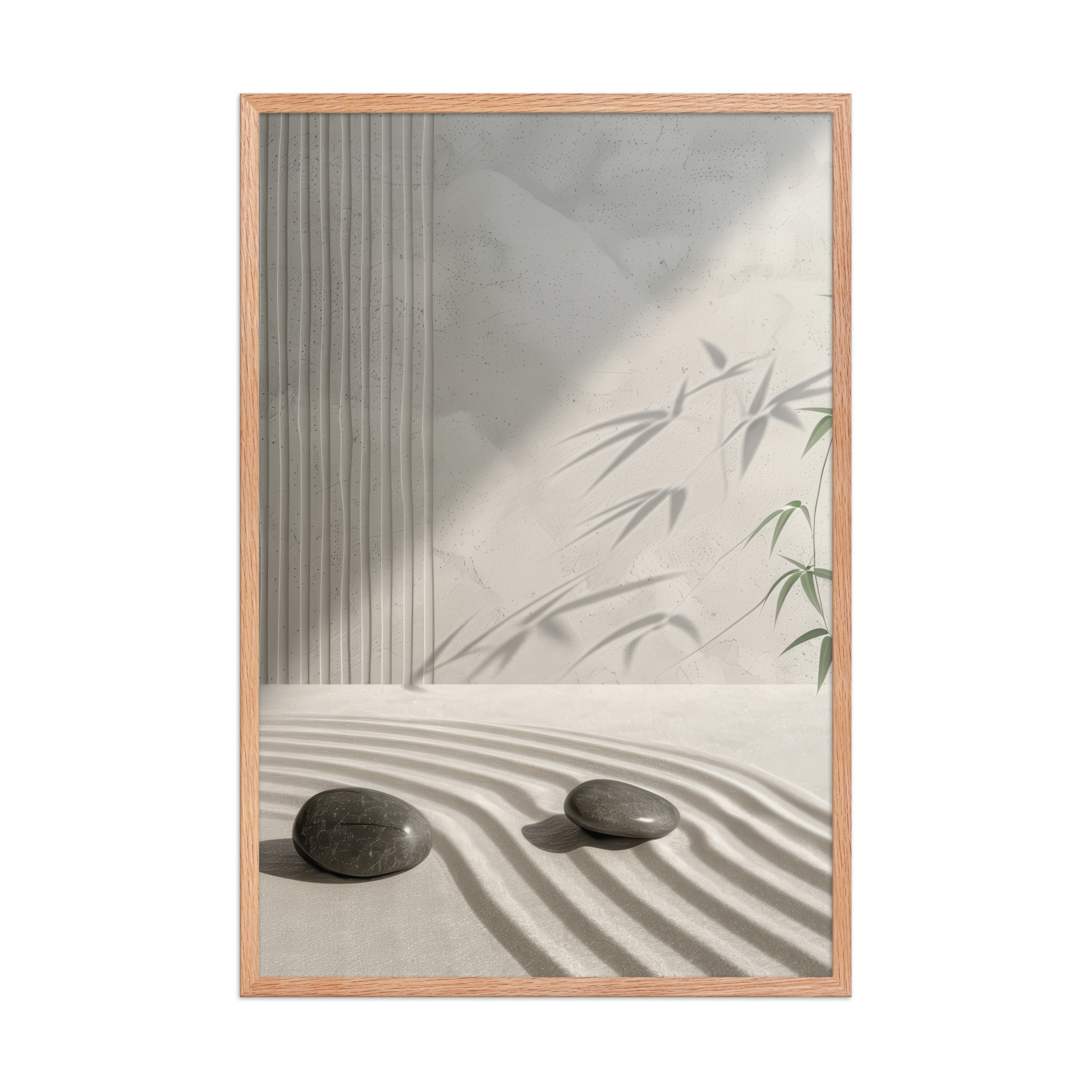 Bamboo Shadow Zen Garden Light & Shadow Japandi Wall Art – Framed Poster - Image 10