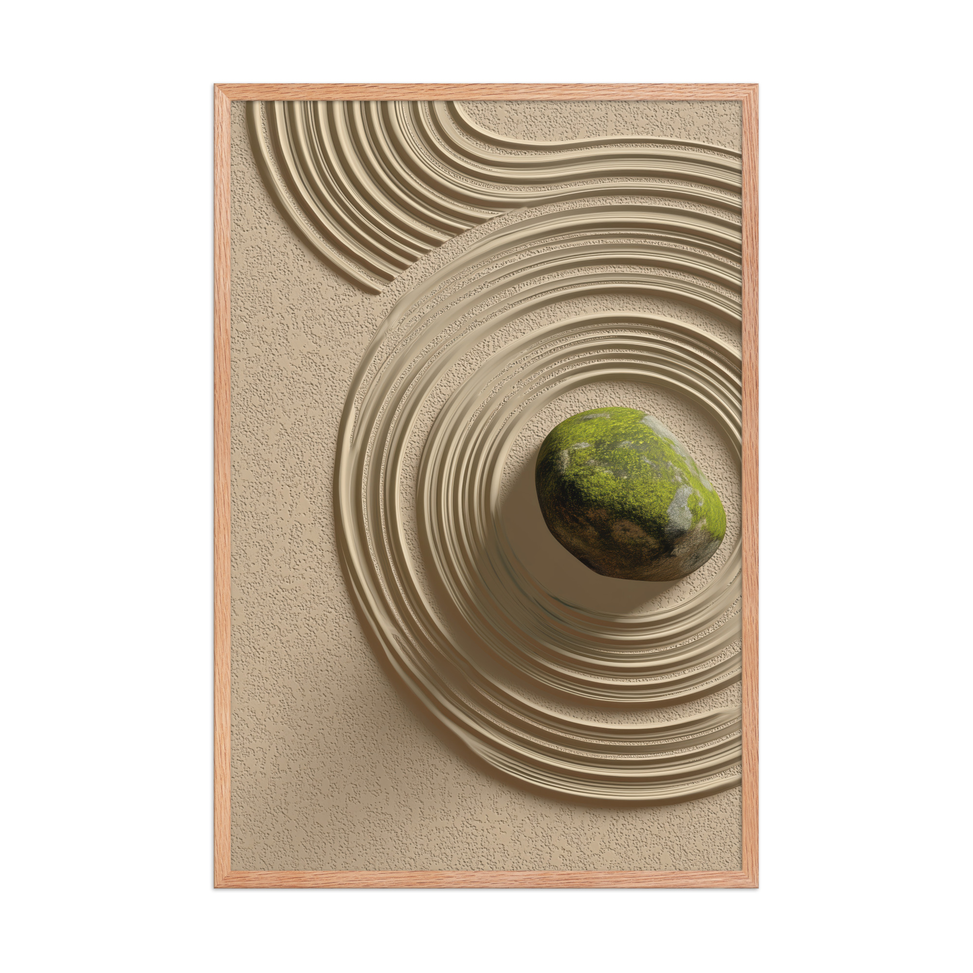 Zen Garden Harmony – Moss Stone I Minimal Wall Art – Framed Poster - Image 14