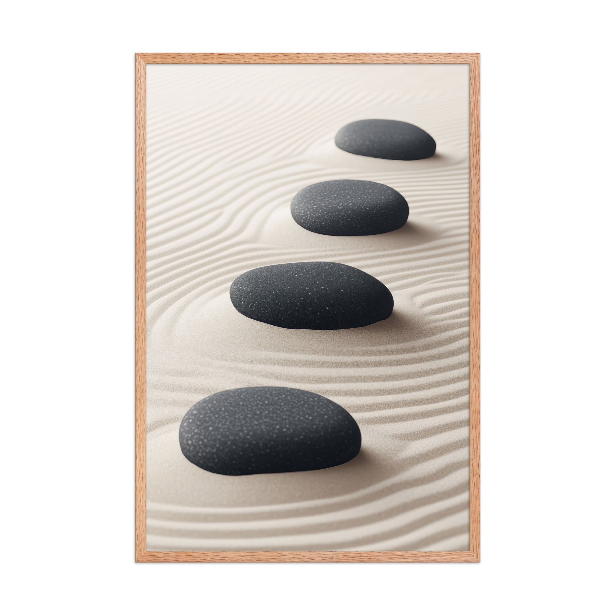 Zen Balance – Charcoal Stones on Sand Minimal Wall Art – Framed Poster - Image 16