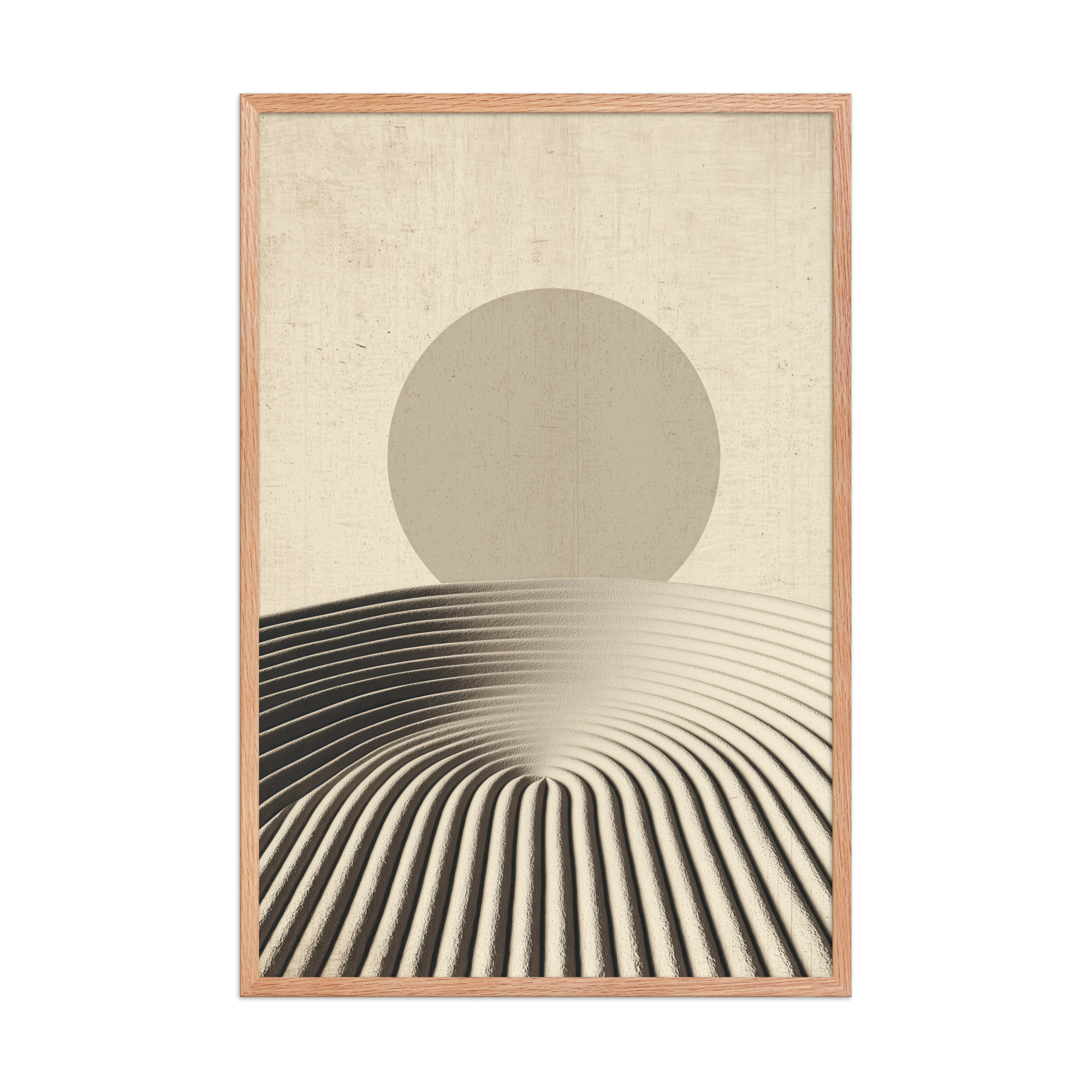 Zen Dune Sun – Raked Sand Dunes with Minimal Sun Wall Art – Framed Poster - Image 16