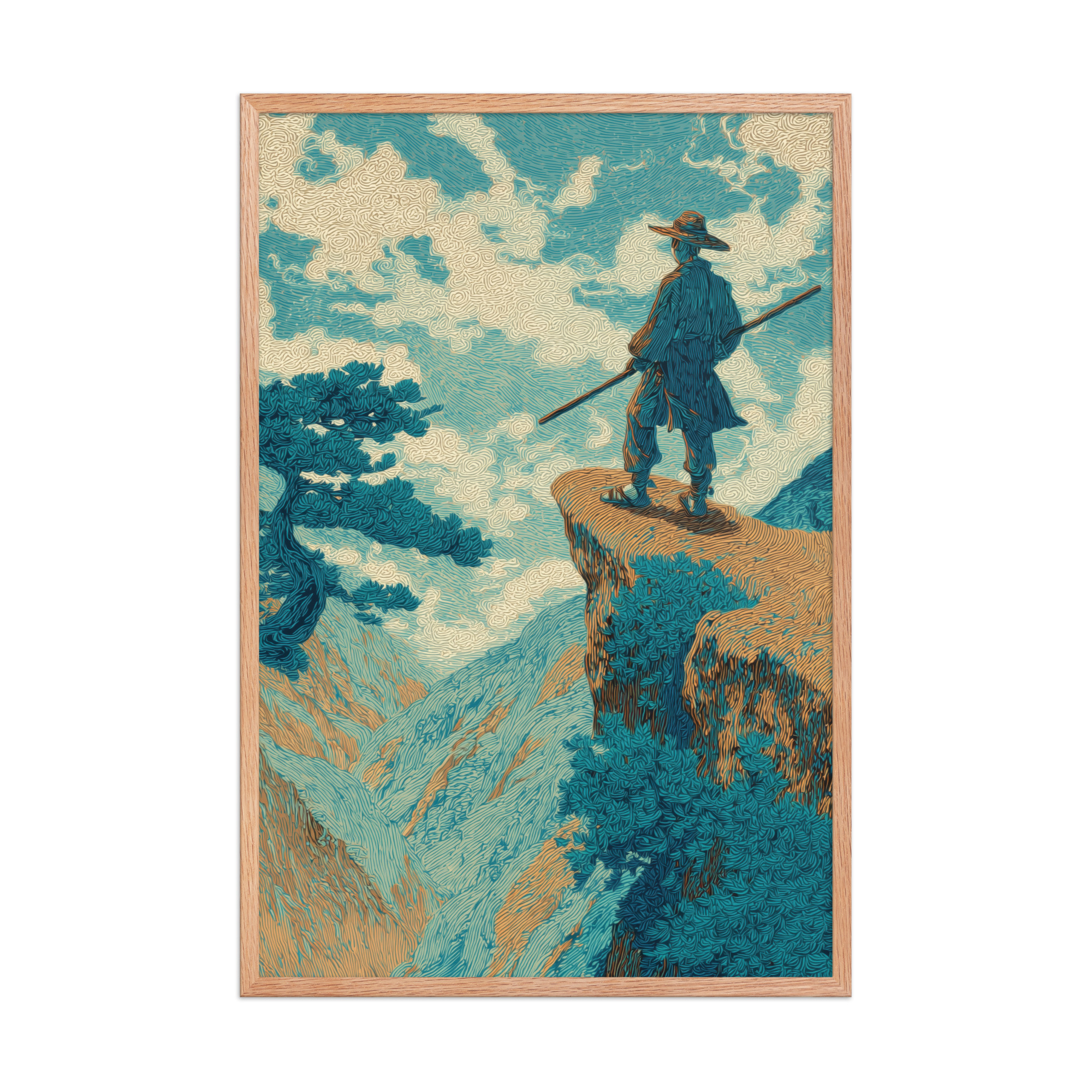 Cliff Wanderer I Hokusai – Vintage Ukiyo-e Cliff Landscape Wall Art – Framed Poster - Image 12