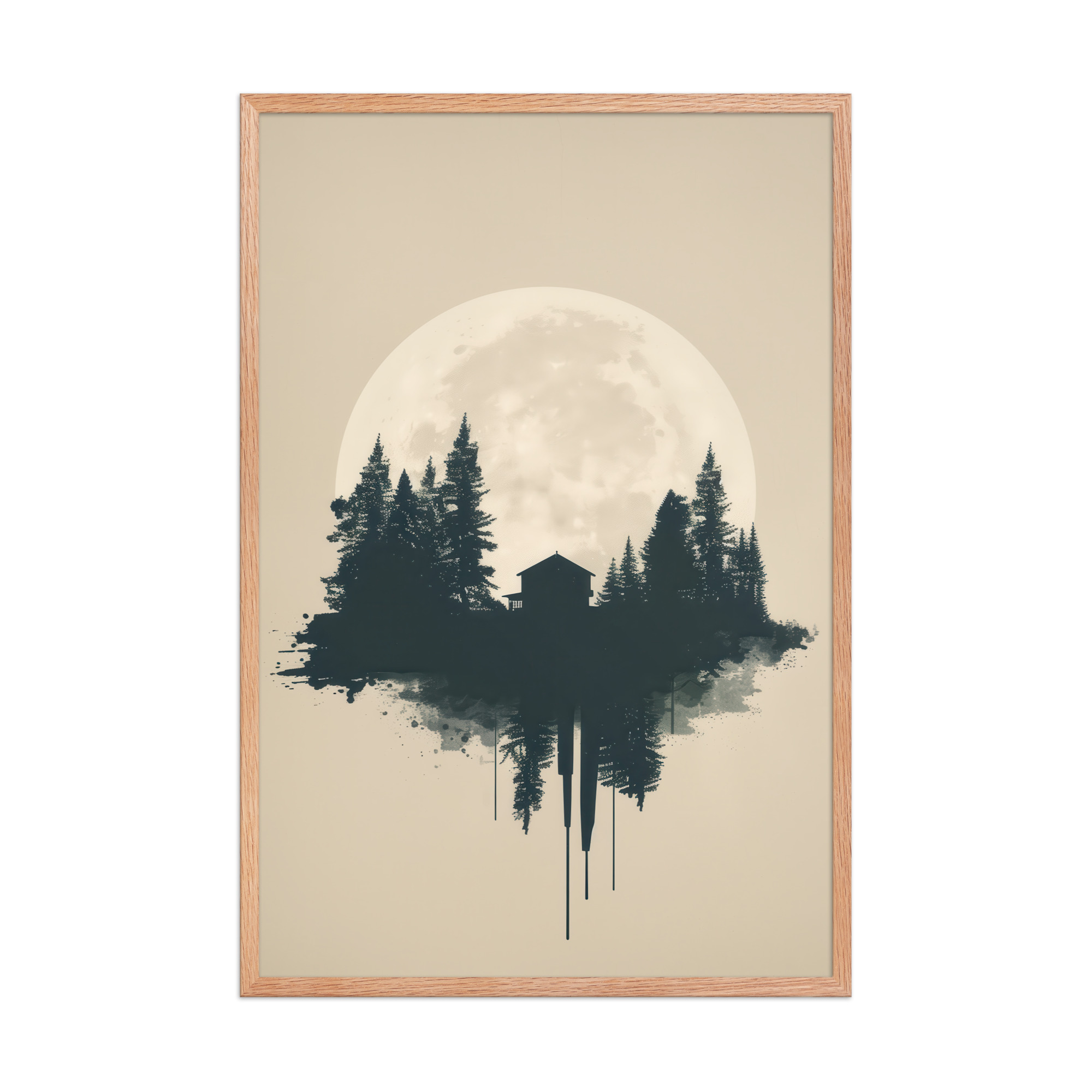 Full Moon Shelter — Minimalistic Forest House Wall Decor — Framed Poster - Image 12