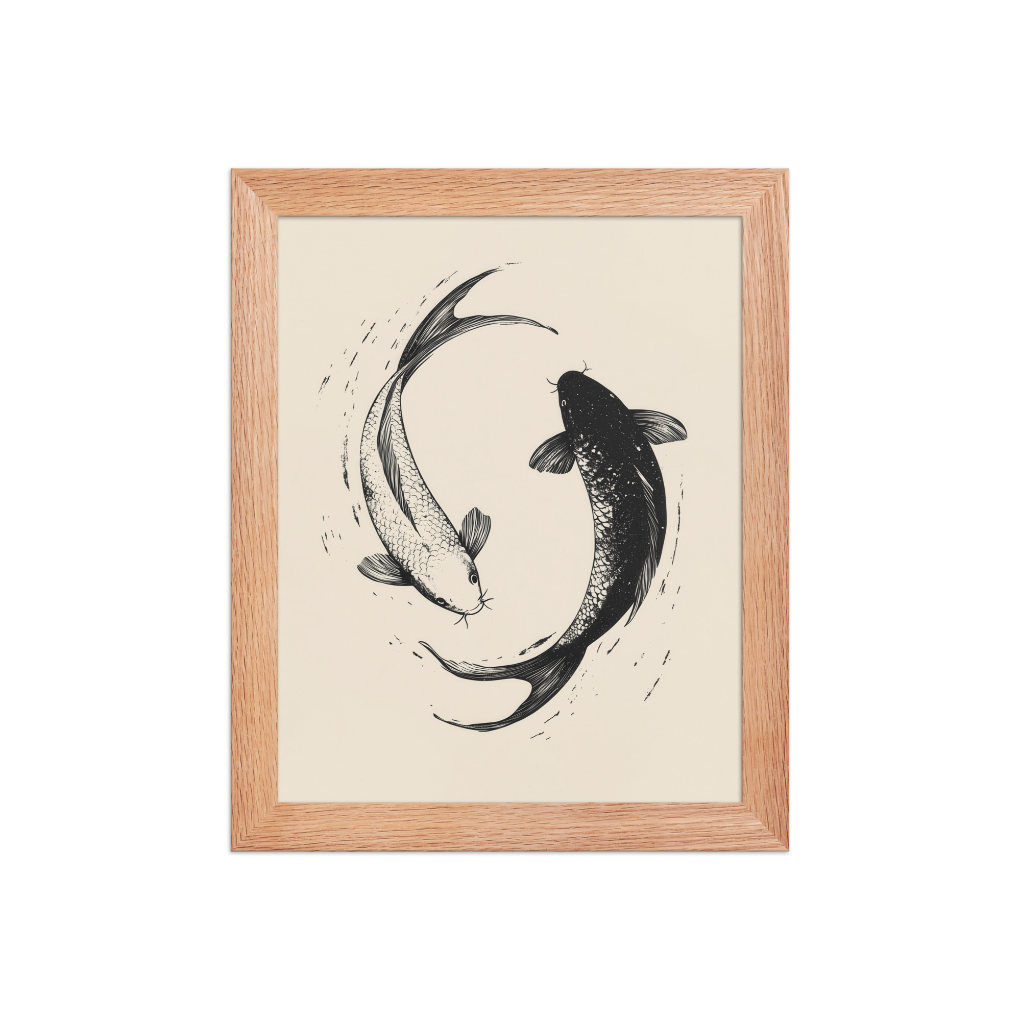 Yin and Yang Koi Flow — Minimal Ink Koi Art — Framed Poster - Image 8