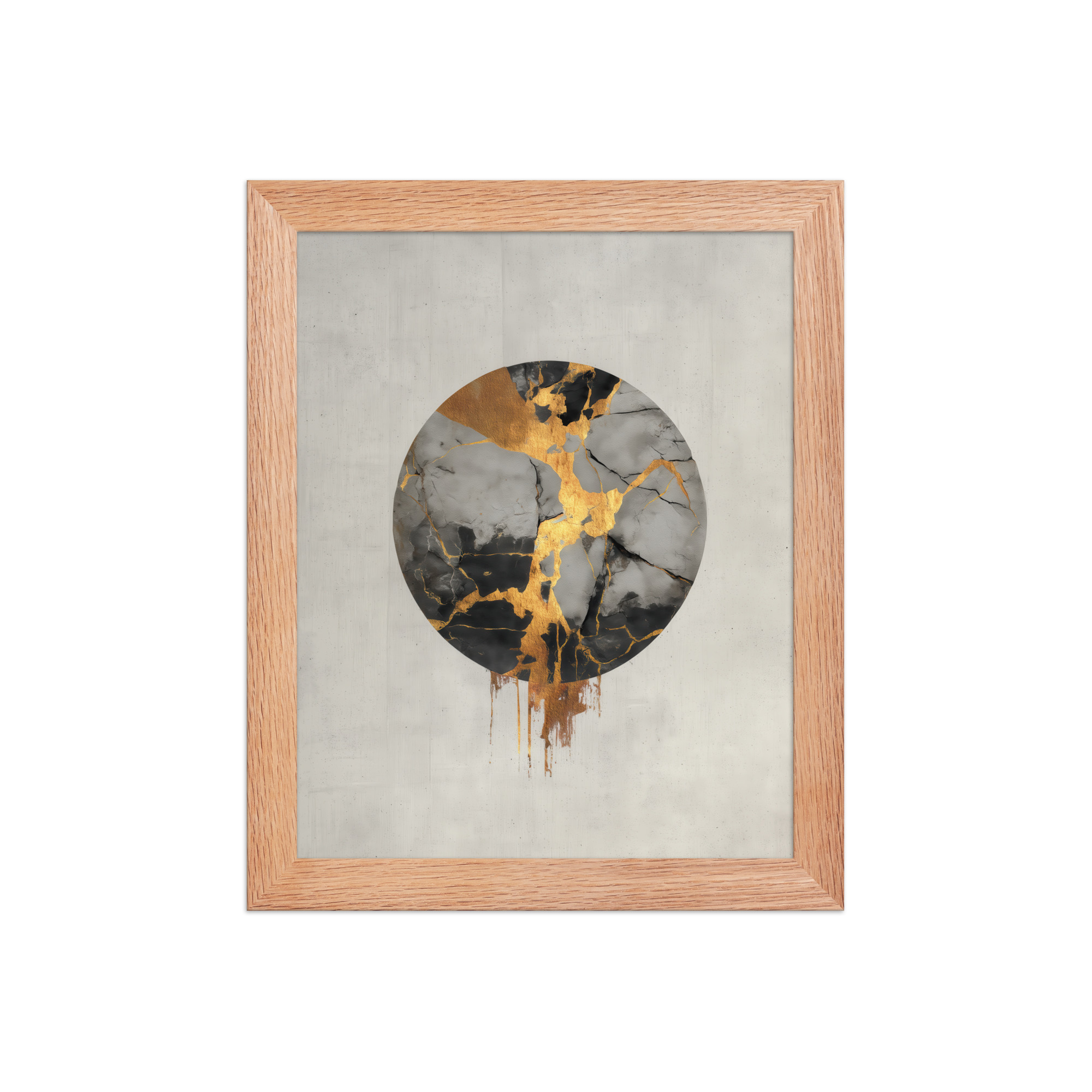 Broken Circle Golden Soul — Kintsugi Marble Circle Art with Gold Veins — Framed Poster - Image 8