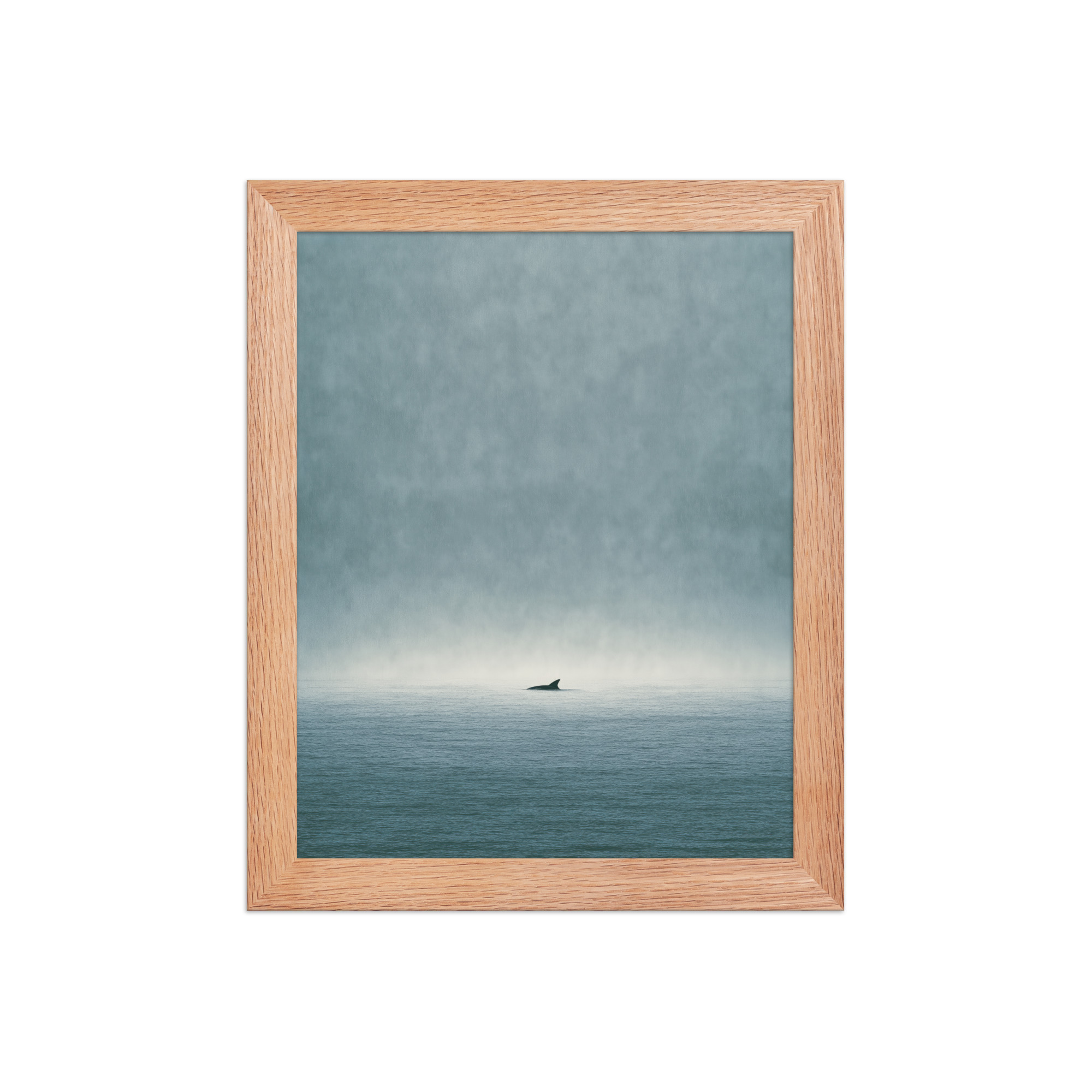 Solitary Horizon – Ocean Whale Minimal Wall Art in Misty Blues — Framed Poster - Image 6
