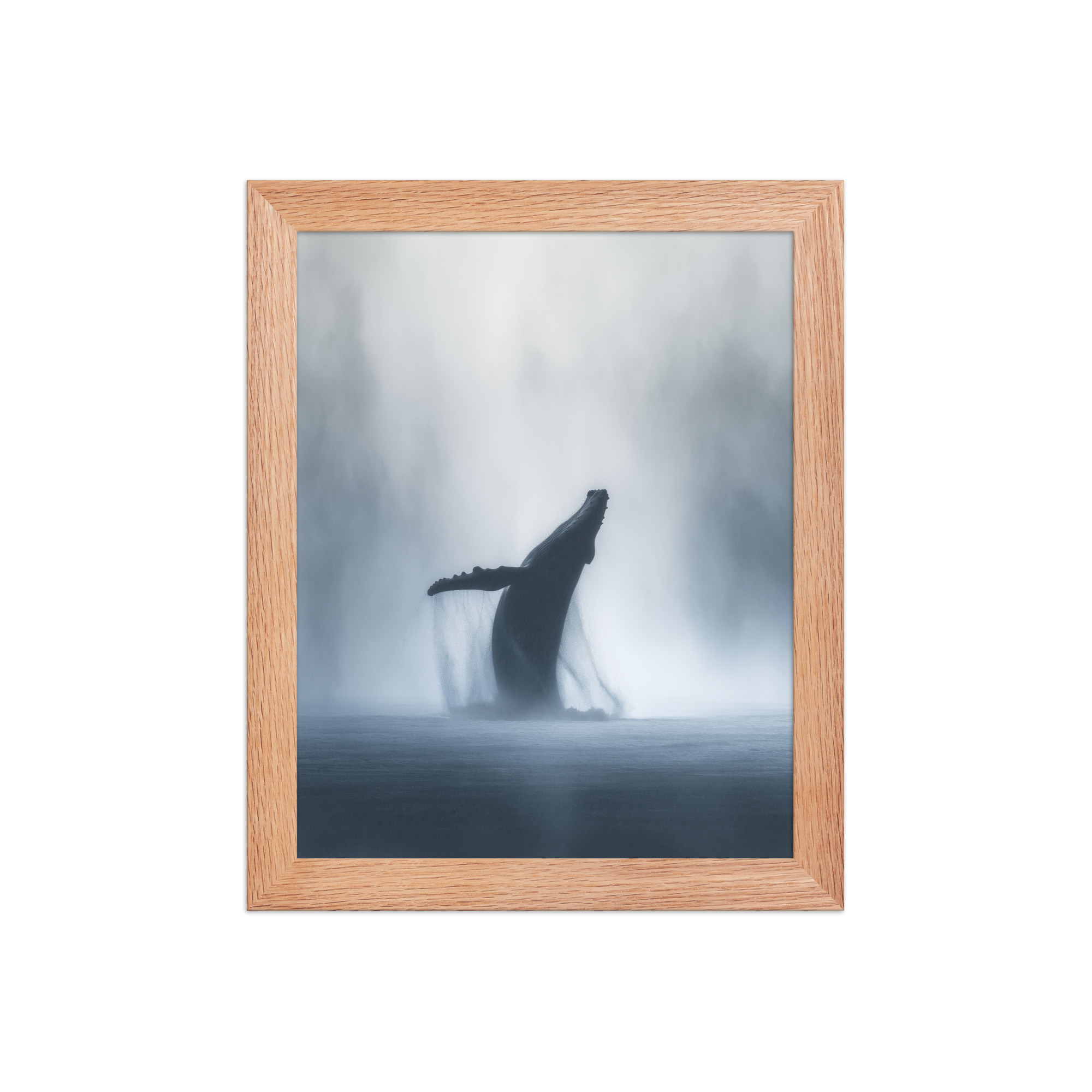 Whale in the Mist — Humpback Breach in Foggy Seascape Wall Decor — Framed Poster - Image 9