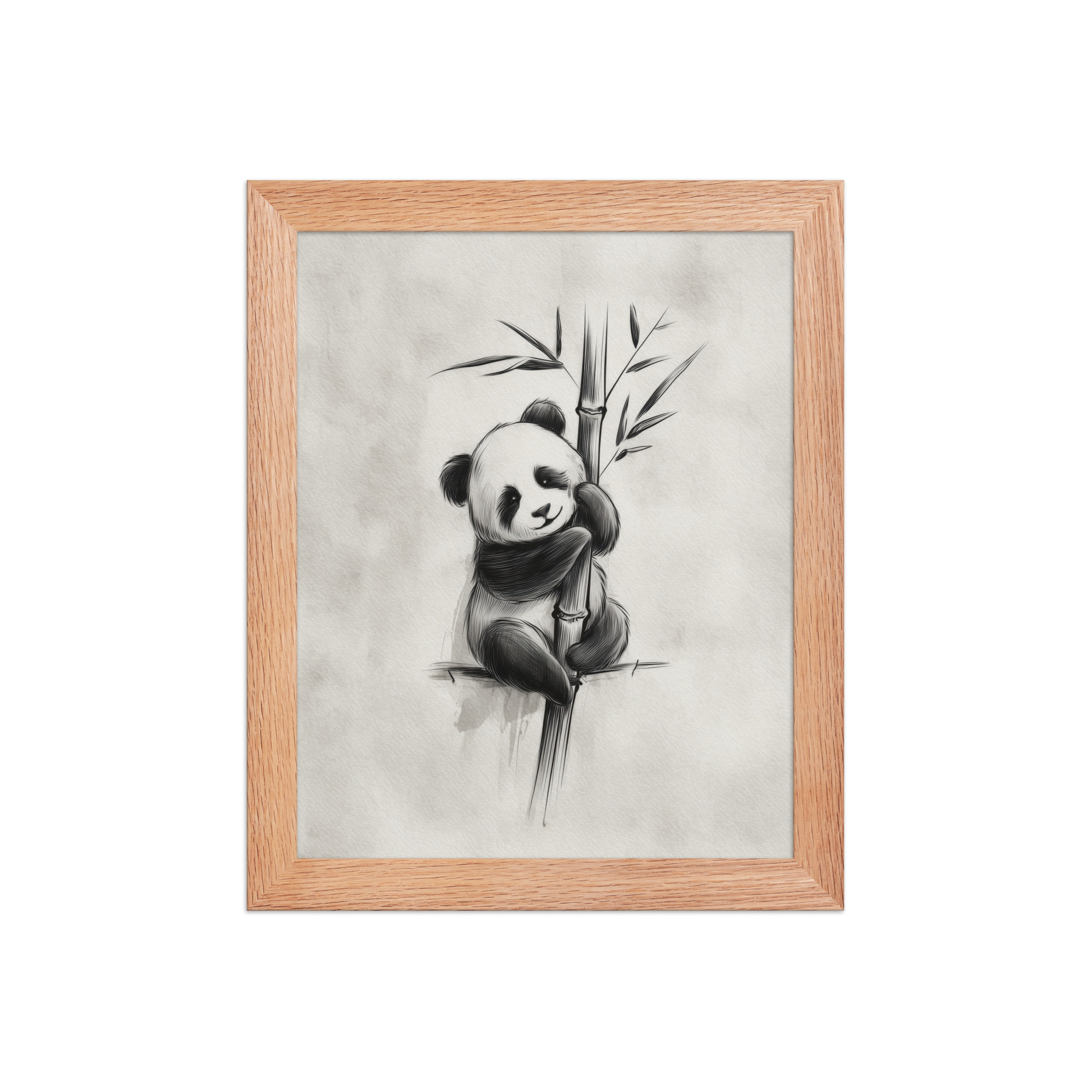 Gentle Hug on Bamboo — Panda Ink Illustration in Black & White Wall Decor — Framed Poster - Image 9