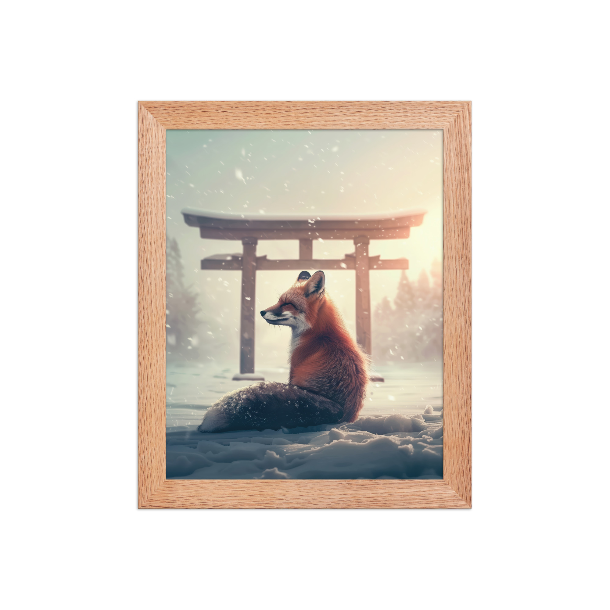Snow Fox Watch Torii Gate — Cinematic Fox at Sunrise Wall Decor — Framed Poster - Image 6