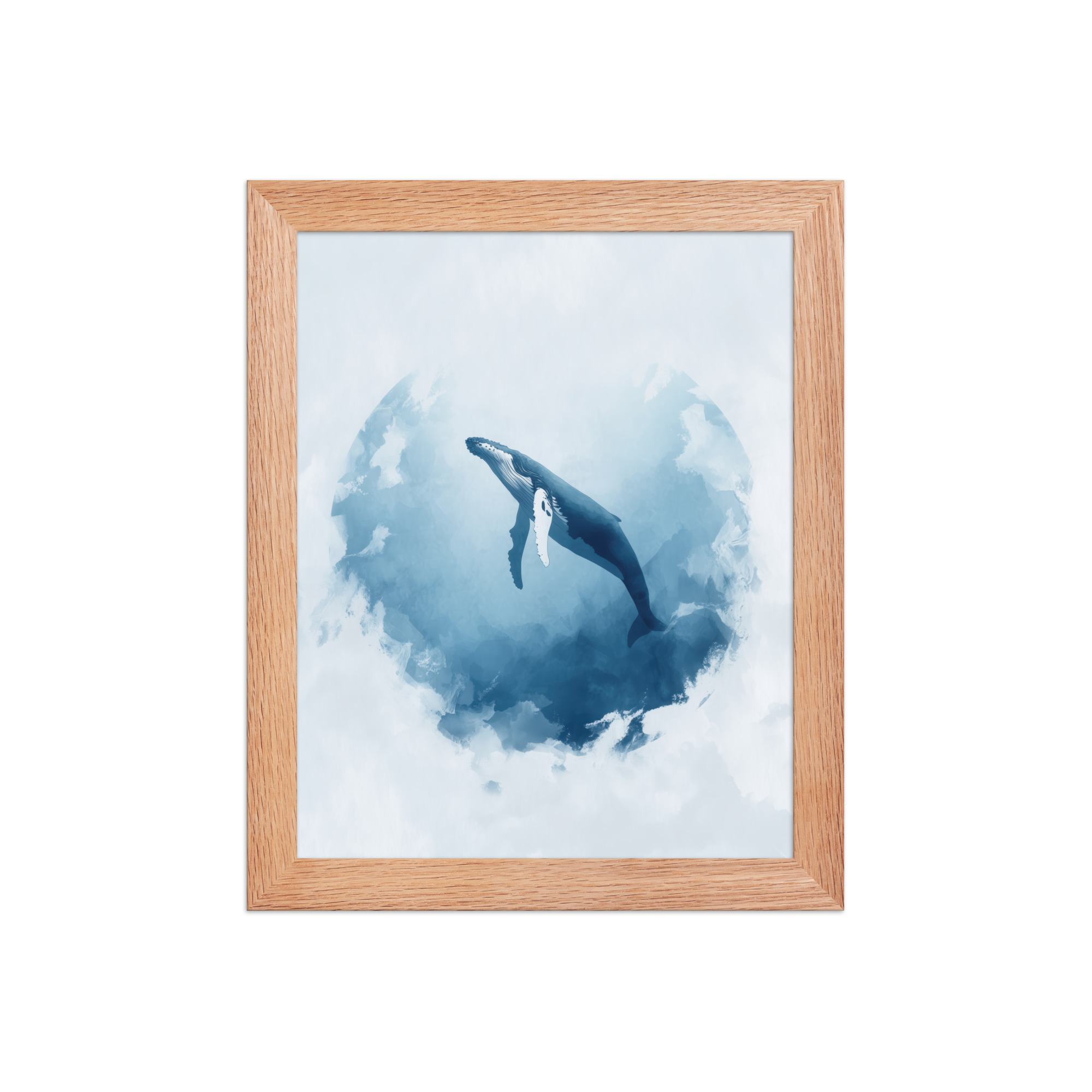 Ocean Heart — Humpback Whale in Dreamy Blue Watercolor Wall Art — Framed Poster - Image 7