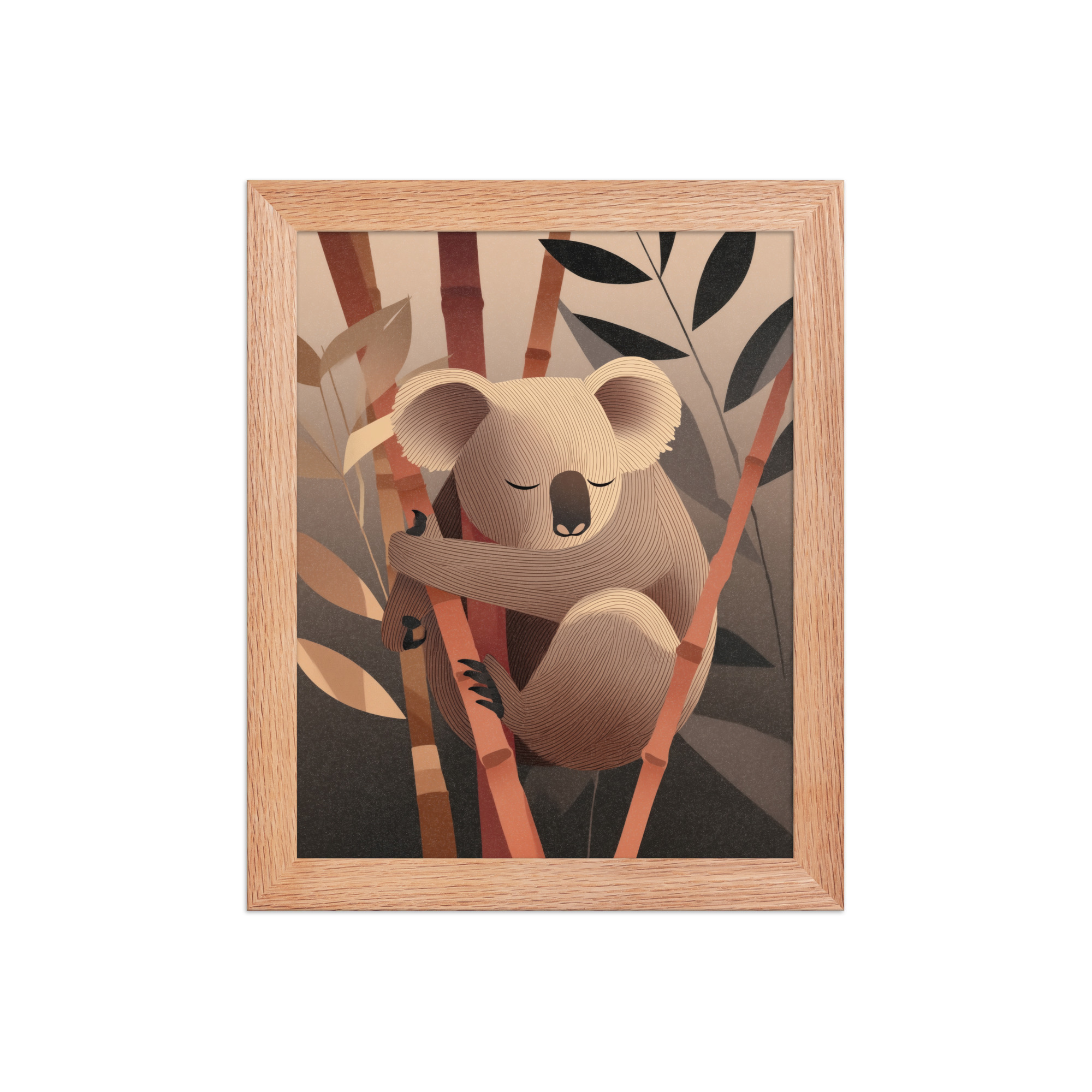Koala Dreams in Bamboo — Minimal Sleeping Koala in Warm Tones Wall Decor — Framed Poster - Image 9