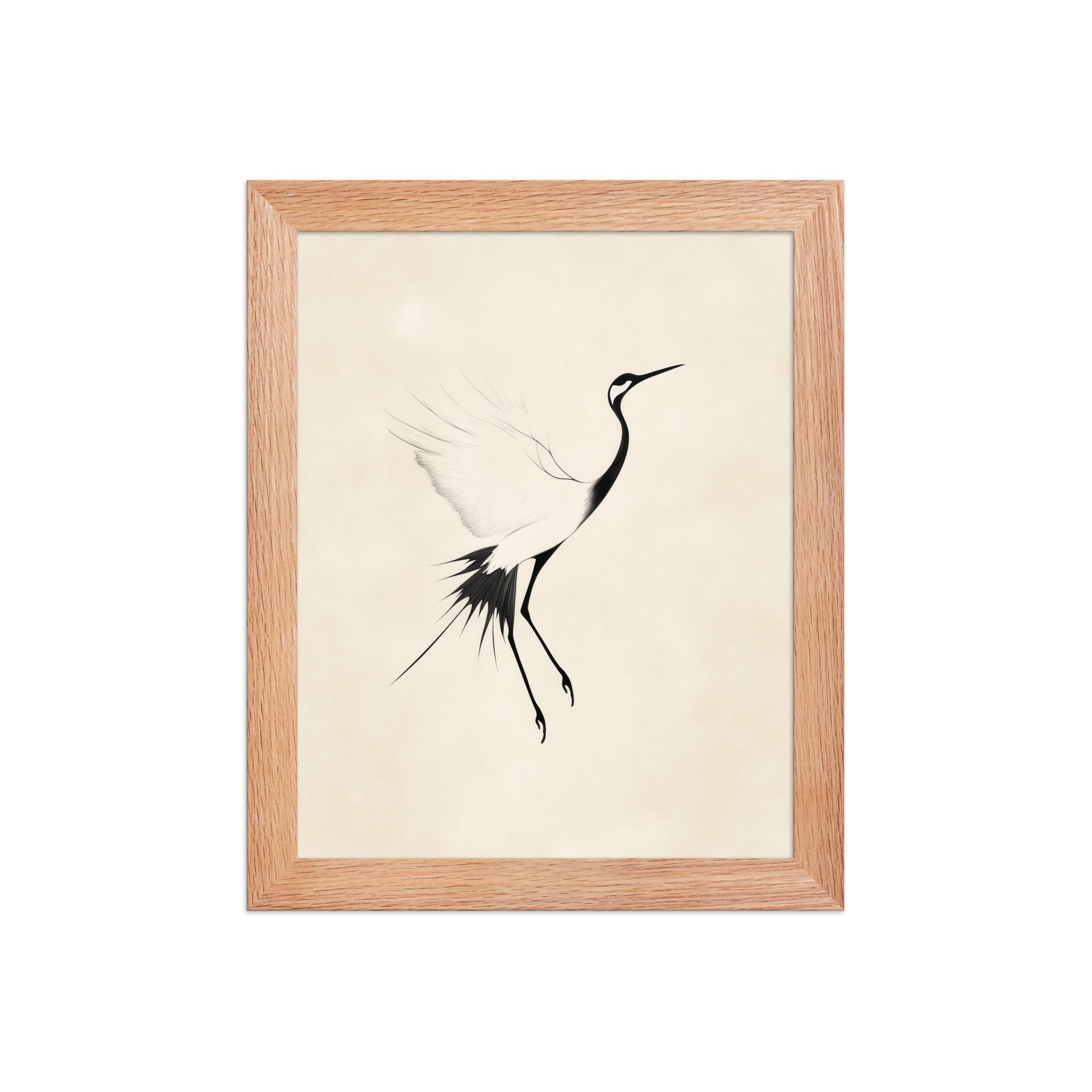 Crane of Still Winds — Red-Crowned Crane Minimal Ink Art — Framed Poster - Image 9
