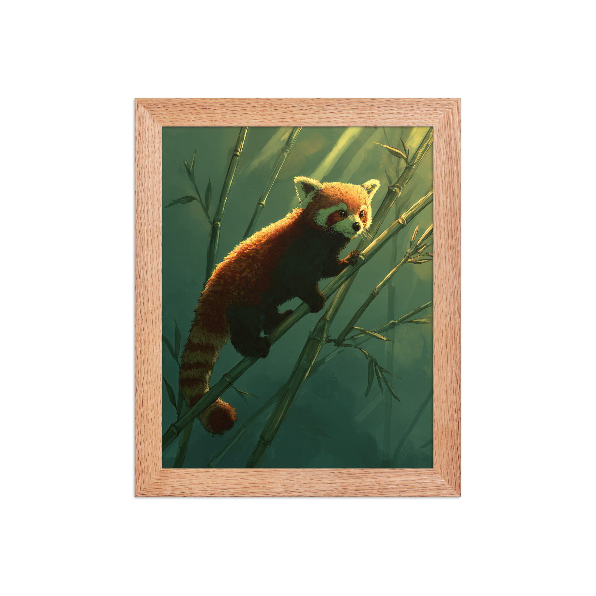 Bamboo Climber — Red Panda in Lush Green Bamboo Wall Decor — Framed Poster - Image 9