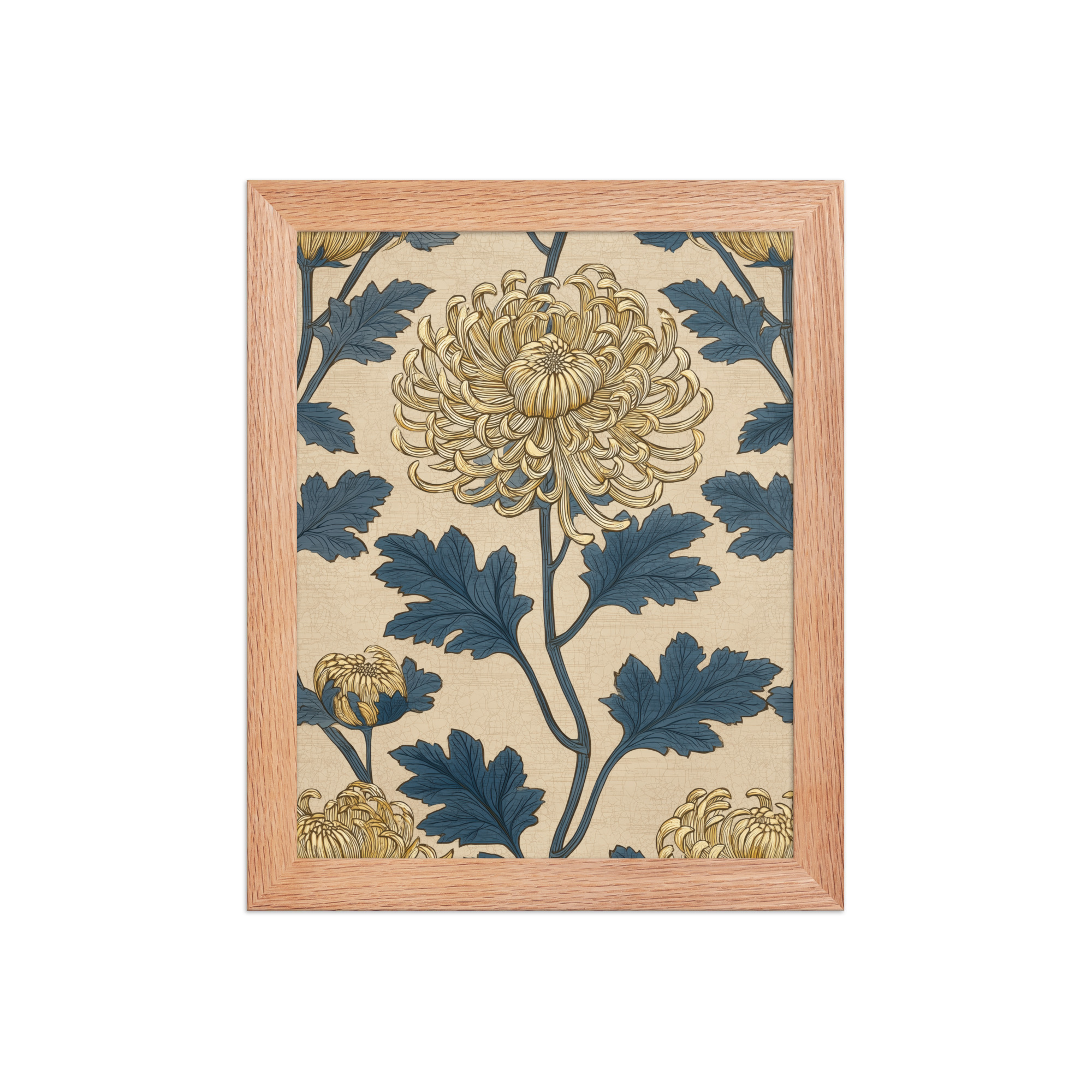 Golden Chrysanthemum — Blue & Gold Botanical Wall Decor — Framed Poster - Image 9