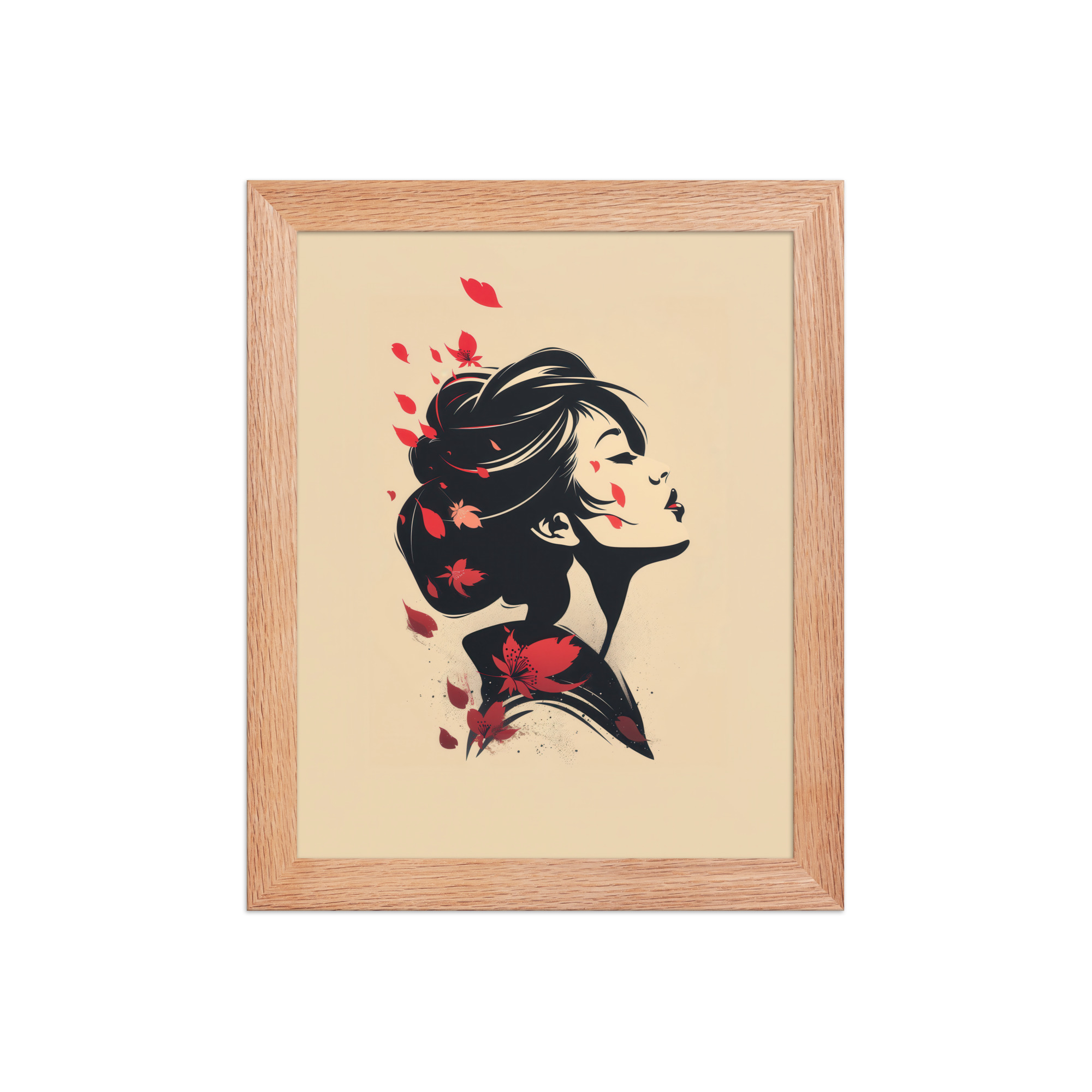 Blossoms in the Wind — Japandi Geisha Minimal Wall Art — Framed Poster - Image 9