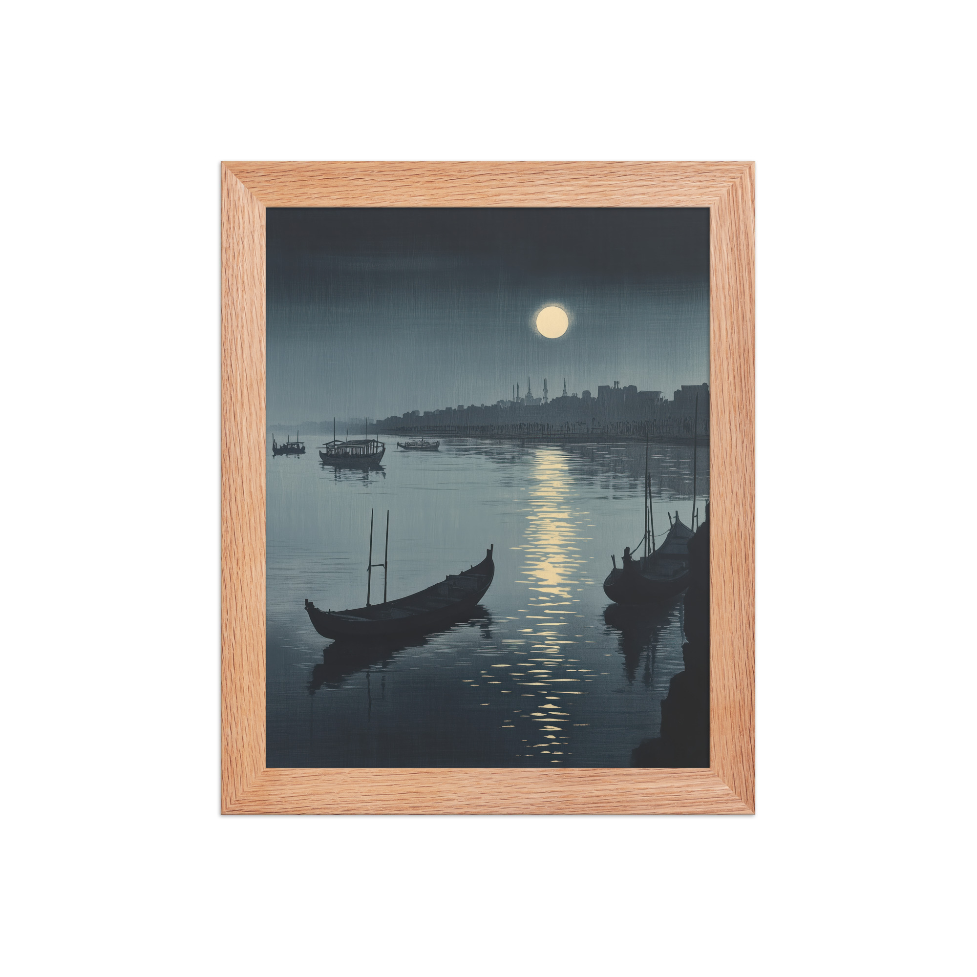 Moonlit Reflection Sumida — River Boats, Nocturne Japanese Landscape Wall Art — Framed Poster - Image 9