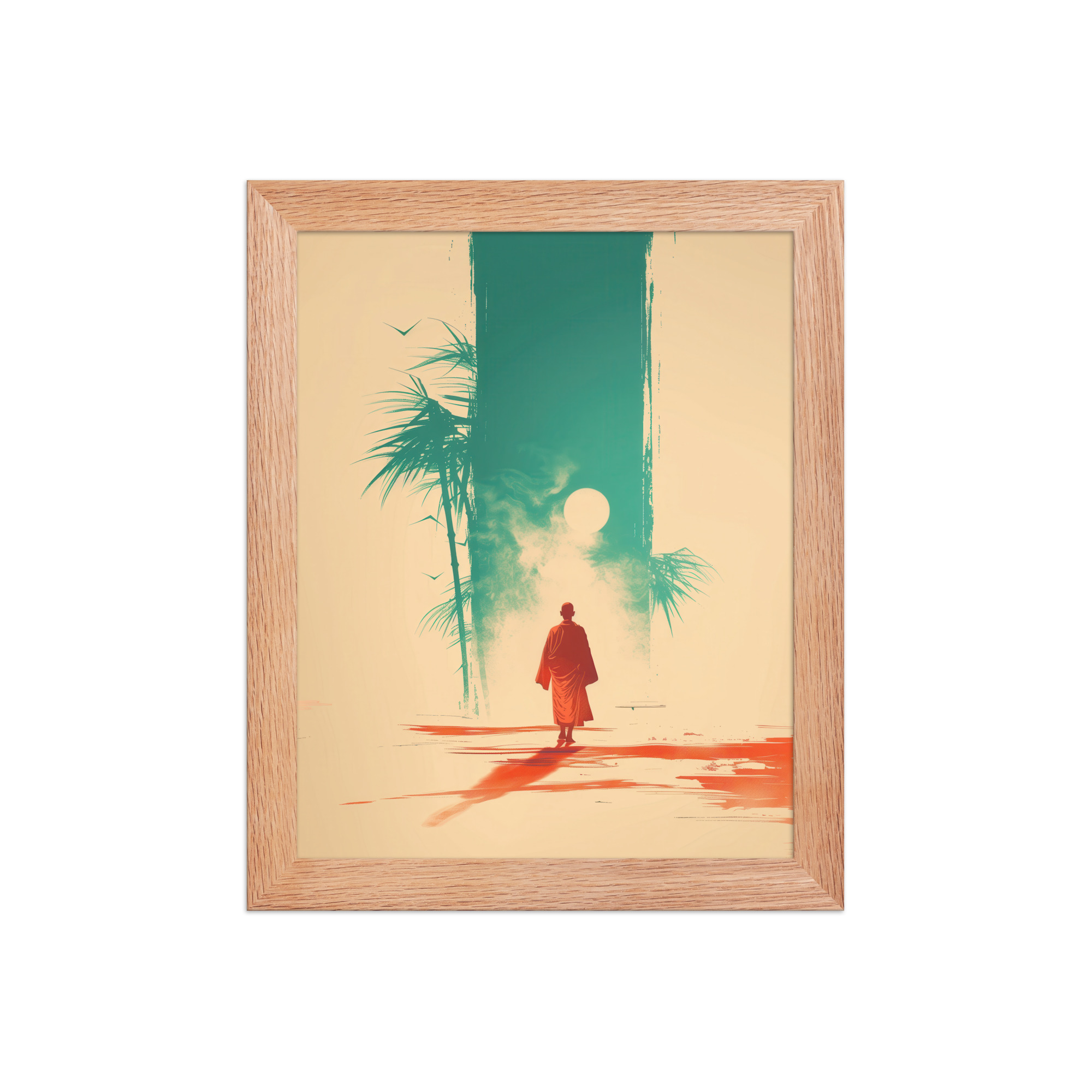 Solitary Monk – Bamboo Journey Japandi Zen Wall Art – Framed Poster - Image 9