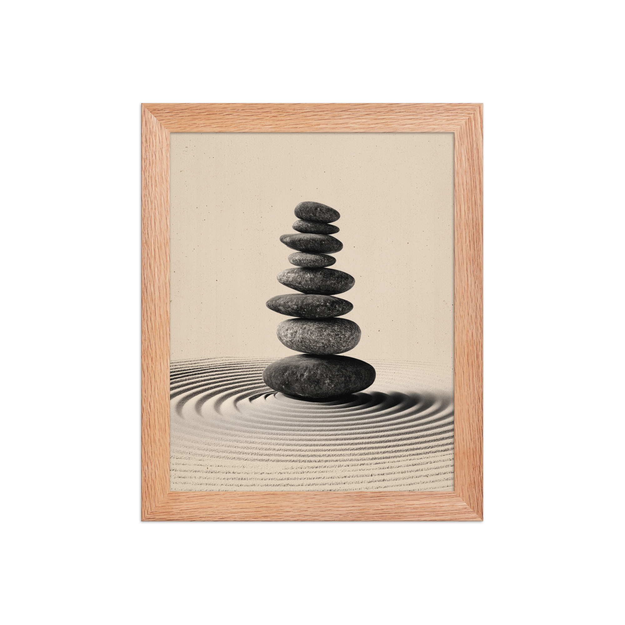 Balanced Stillness – Stacked Stones I Neutral Zen Stones Wall Art – Framed Poster - Image 9