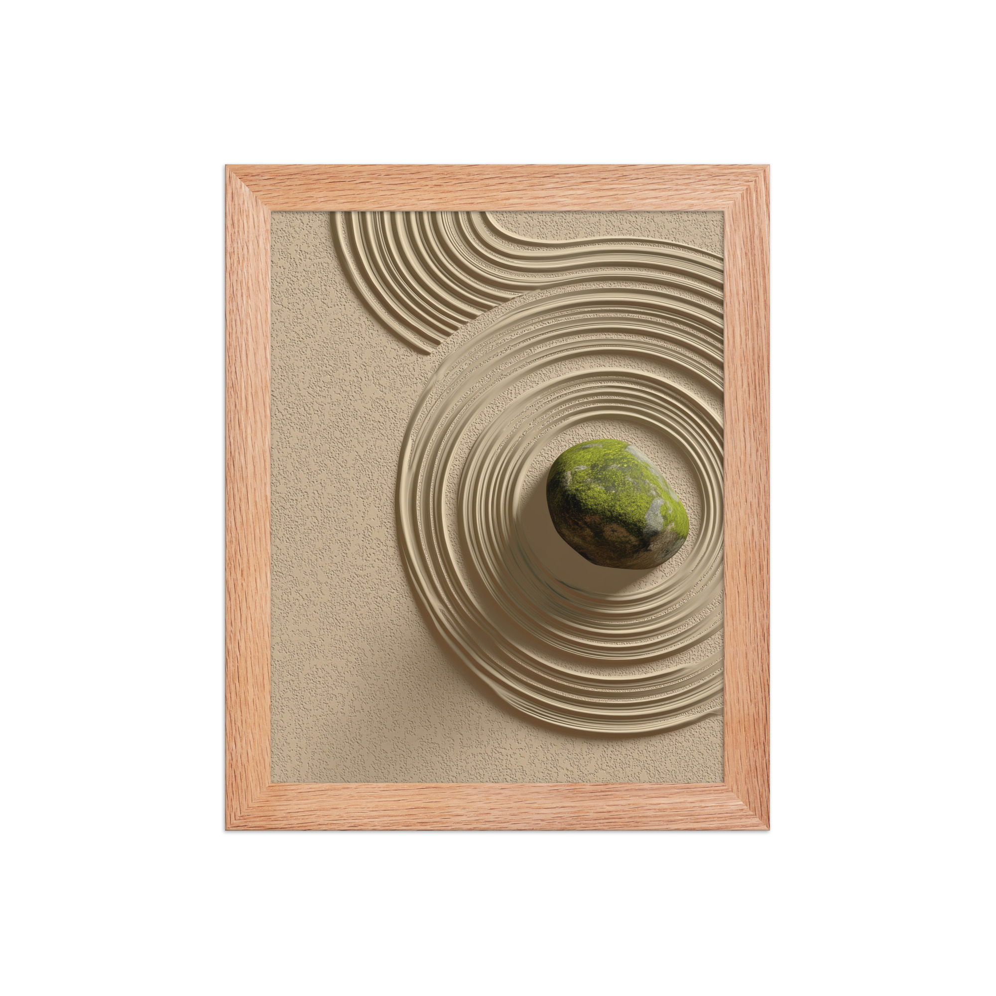 Zen Garden Harmony – Moss Stone I Minimal Wall Art – Framed Poster - Image 8