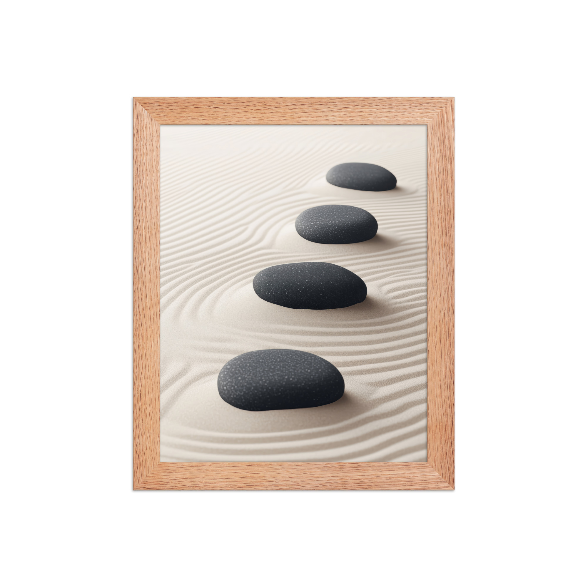Zen Balance – Charcoal Stones on Sand Minimal Wall Art – Framed Poster - Image 9