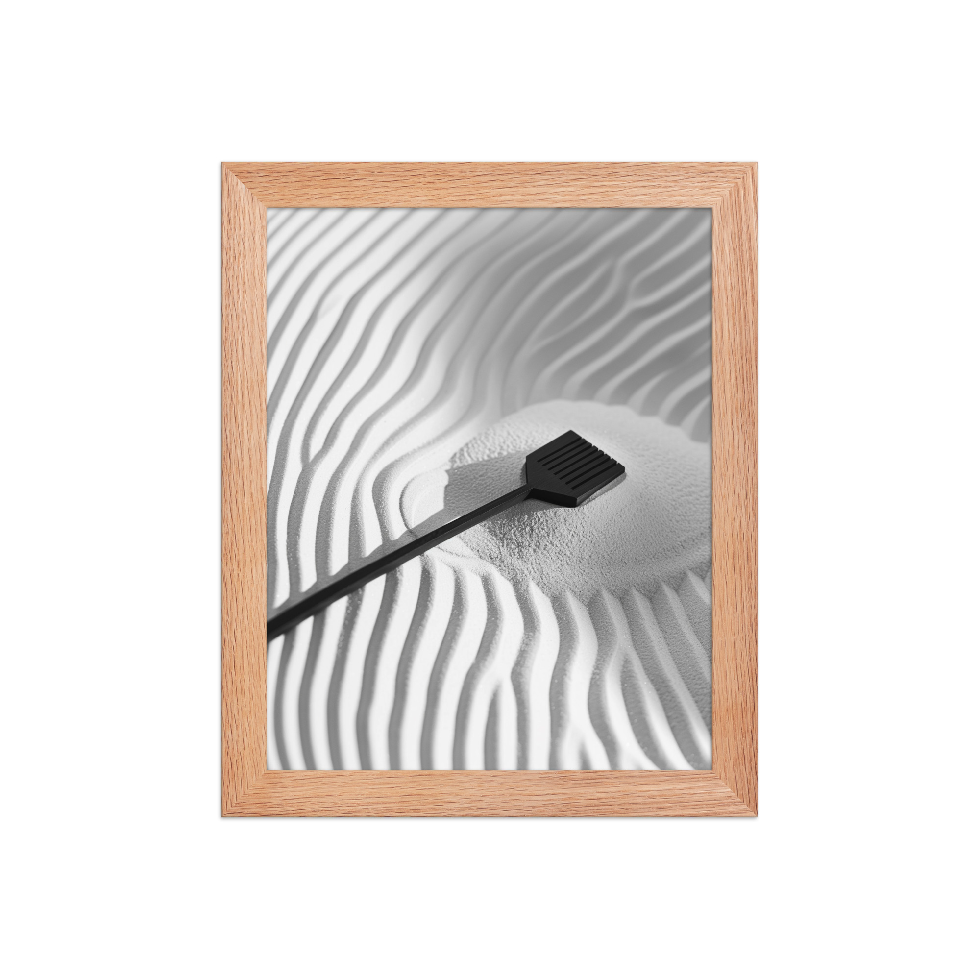 Zen Sand Rake – Minimal Monochrome Ripples Wall Art – Framed Poster - Image 9