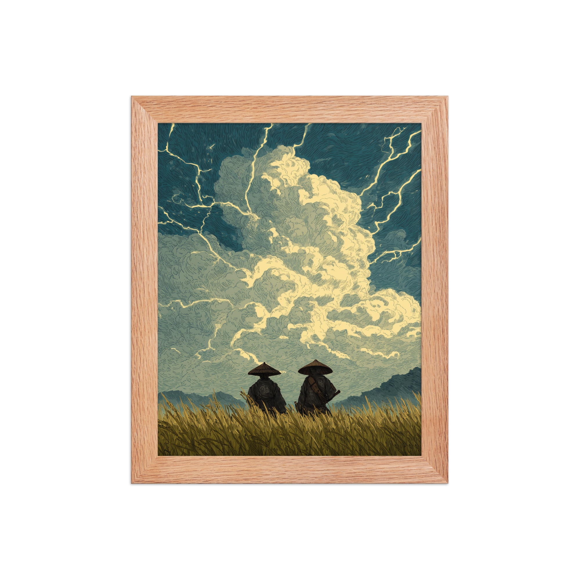 Before the Storm – Ukiyo-e Samurai Watchers Landscape Wall Art – Framed Poster - Image 8