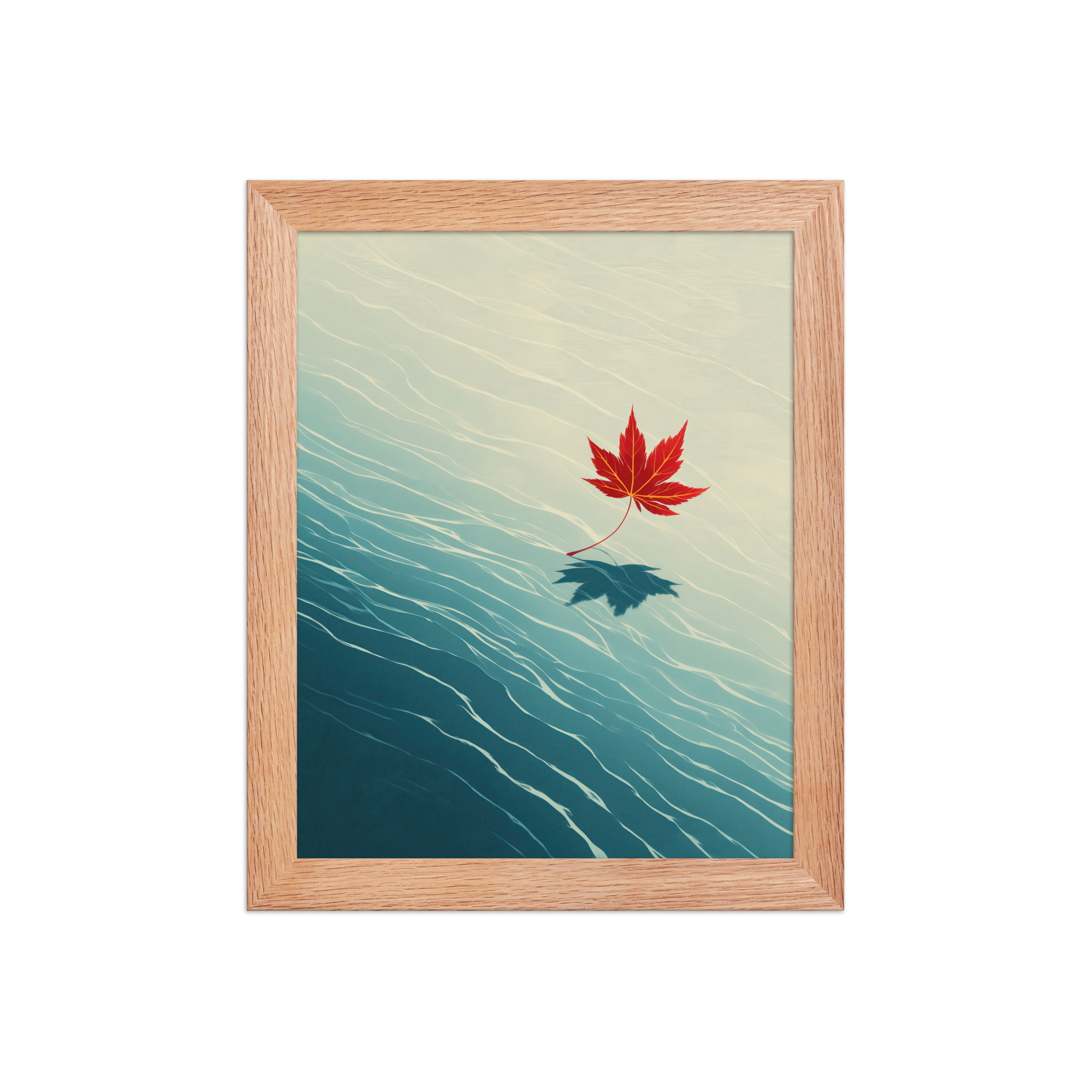 Floating Maple I – Red Leaf on Water Ukiyo-e Wall Art – Framed Poster - Image 9