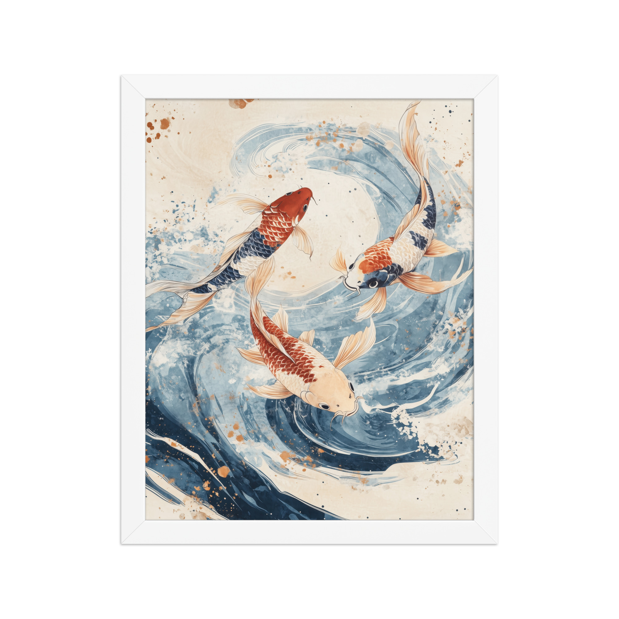 Dancing Koi Trio — Japanese Koi Wall Art — Framed Poster - Image 16