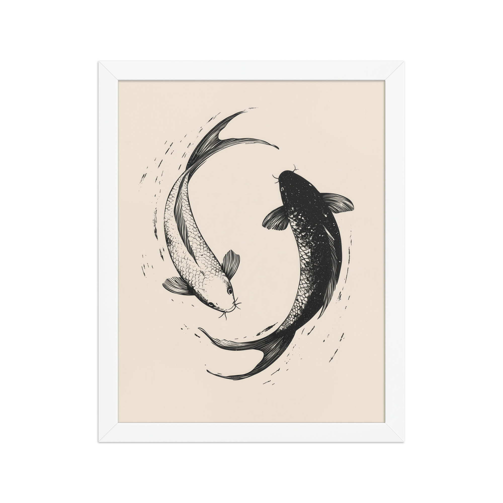 Yin and Yang Koi Flow — Minimal Ink Koi Art — Framed Poster - Image 16