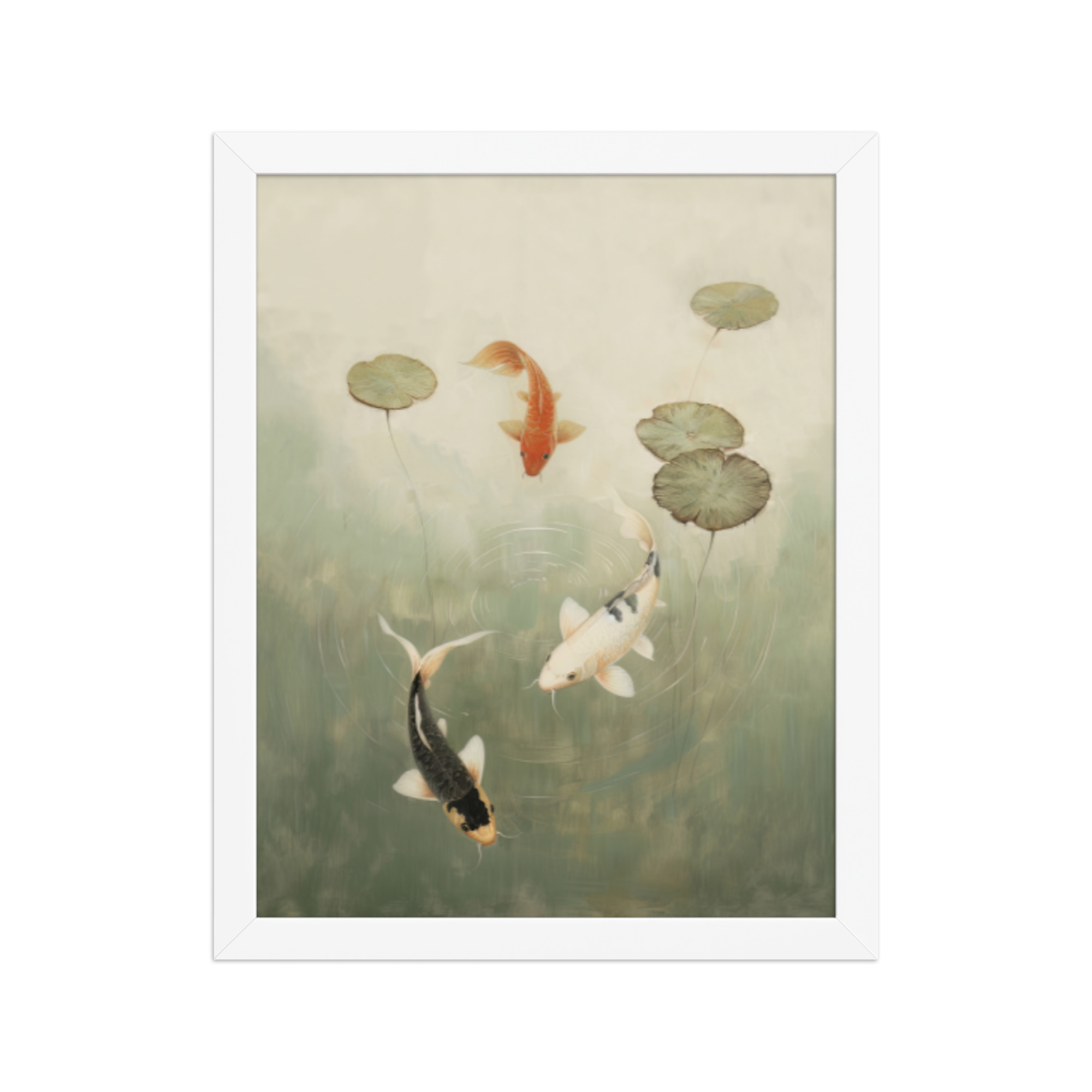 Koi Among Lilies — Tranquil Pond Art — Framed Poster - Image 18