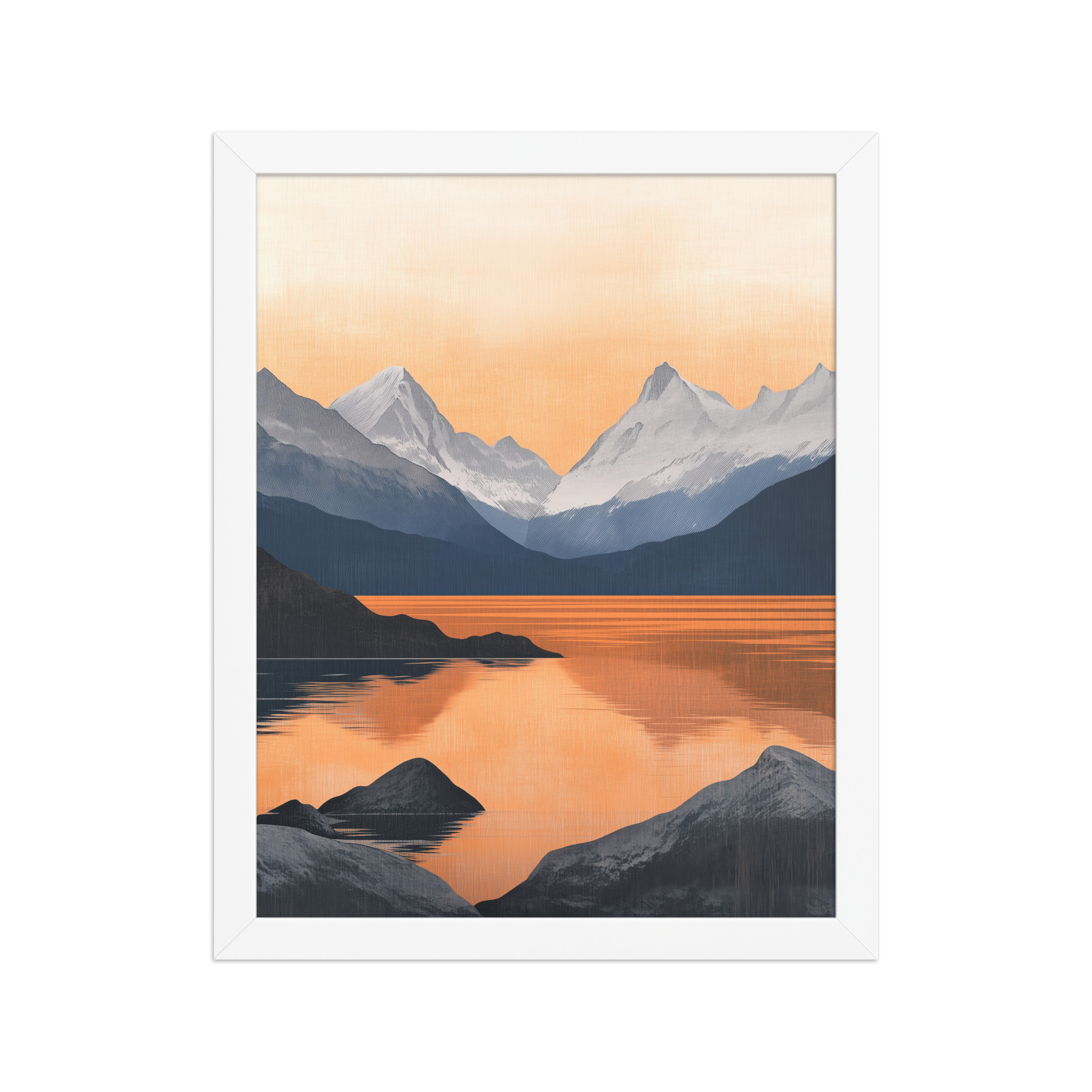 Nordic Sunset Reflections — Serene Mountain Lake Panorama Landscape Wall Art — Framed Poster - Image 15