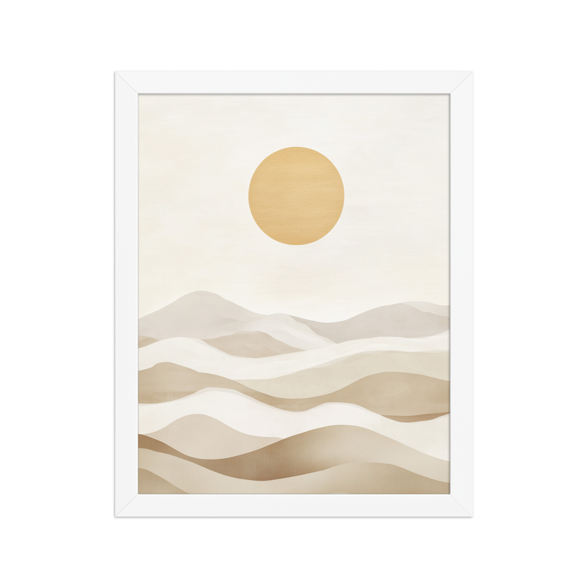 Minimal Dunes and Golden Sun — Japandi Desert Landscape Wall Decor — Framed Poster - Image 15