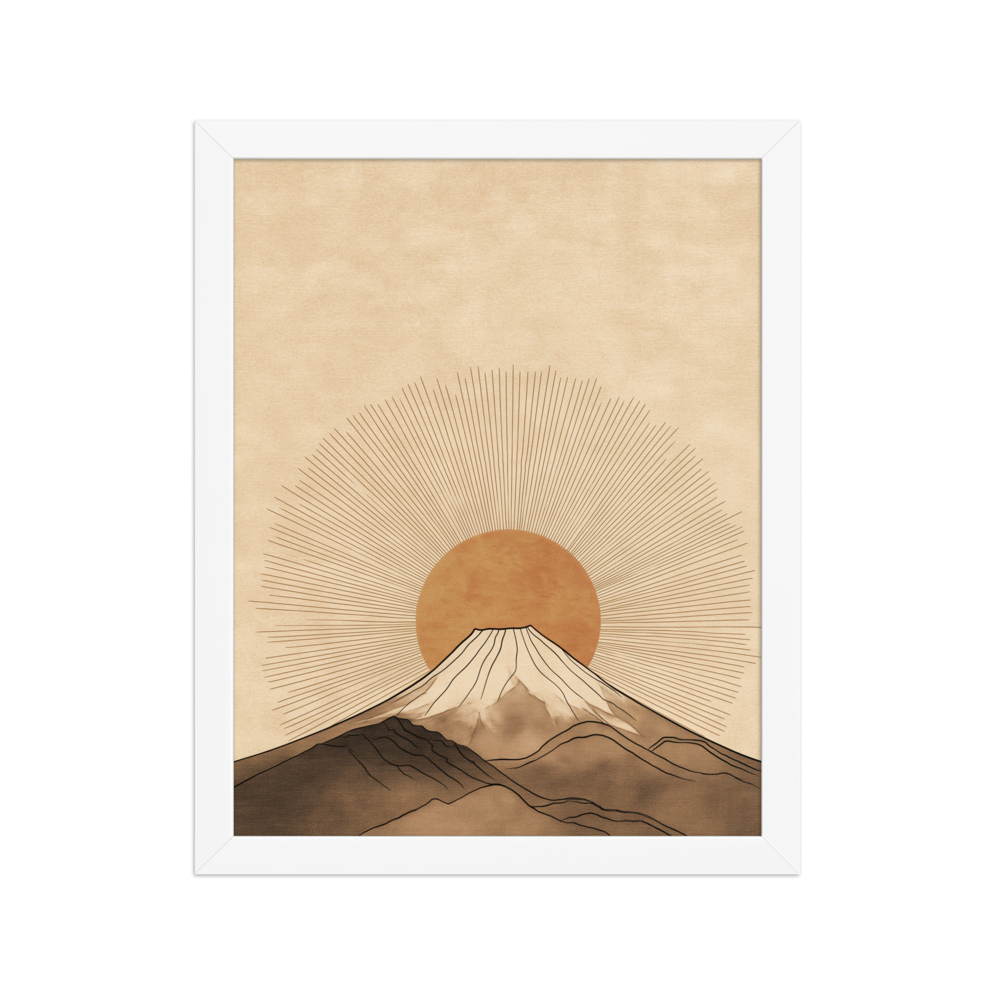 Fuji Radiance — Japandi Sunburst Mountain Wall Art — Framed Poster - Image 13