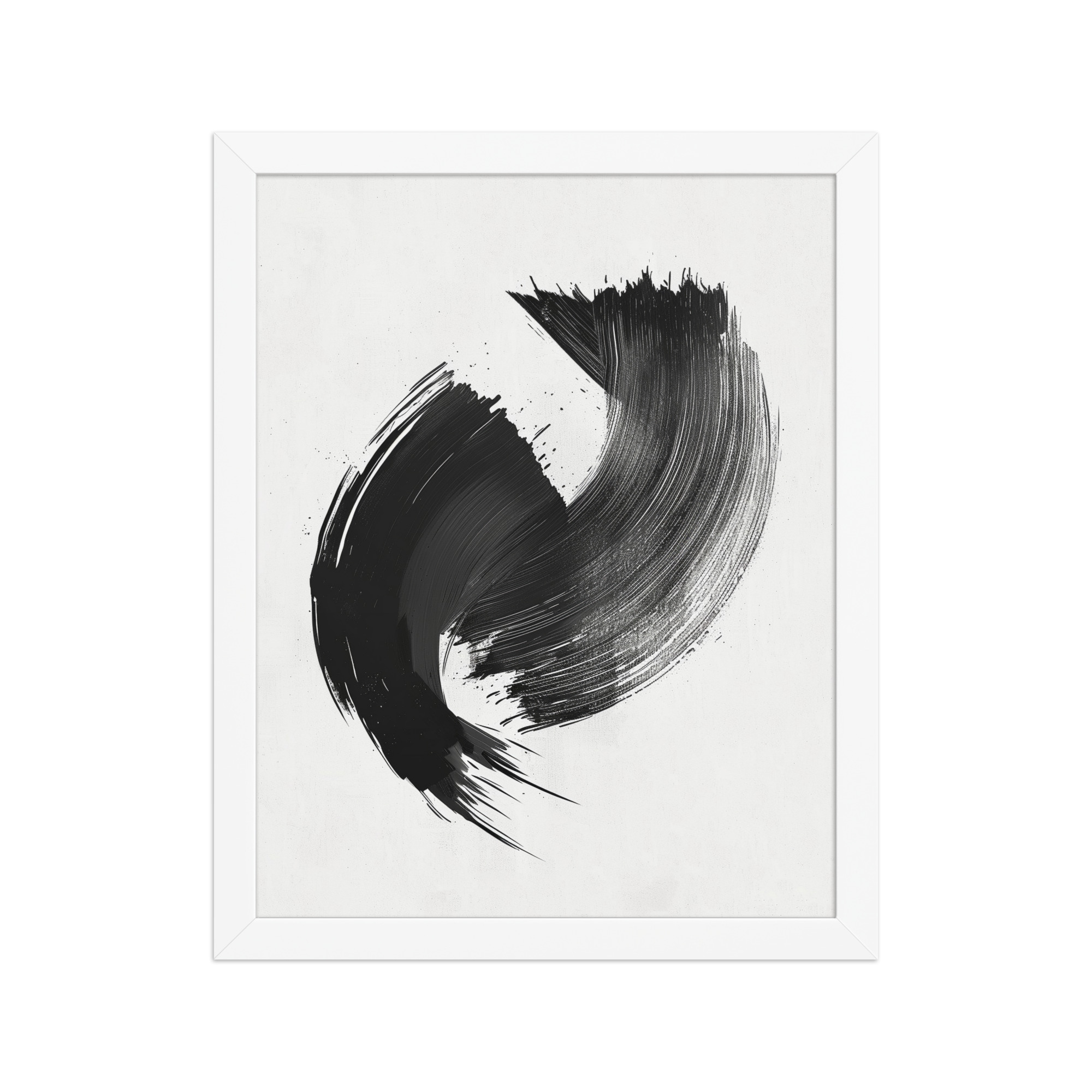 Brushstroke Swirl — Zen Sumi-e Ink Abstract Wall Decor — Framed Poster - Image 14