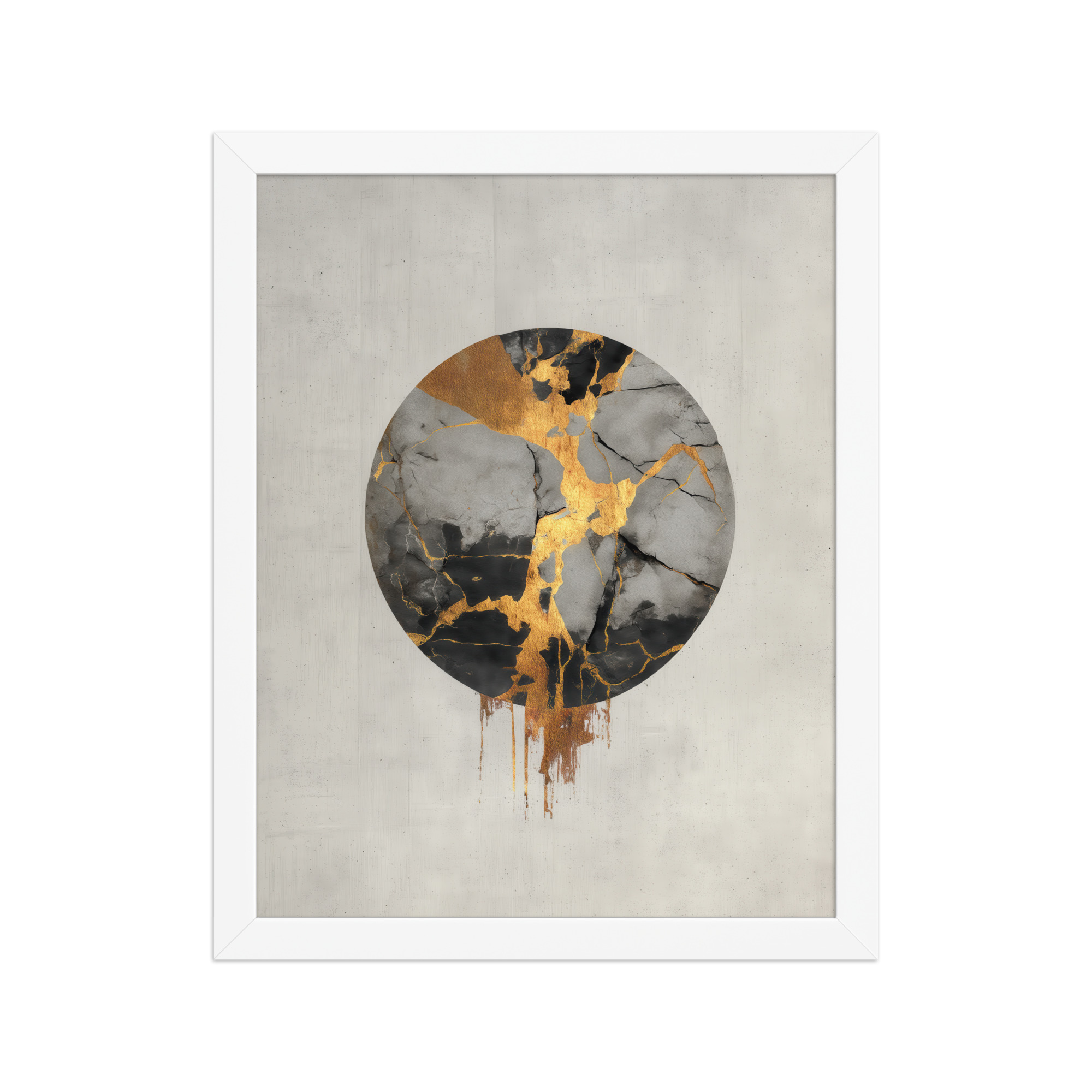 Broken Circle Golden Soul — Kintsugi Marble Circle Art with Gold Veins — Framed Poster - Image 16