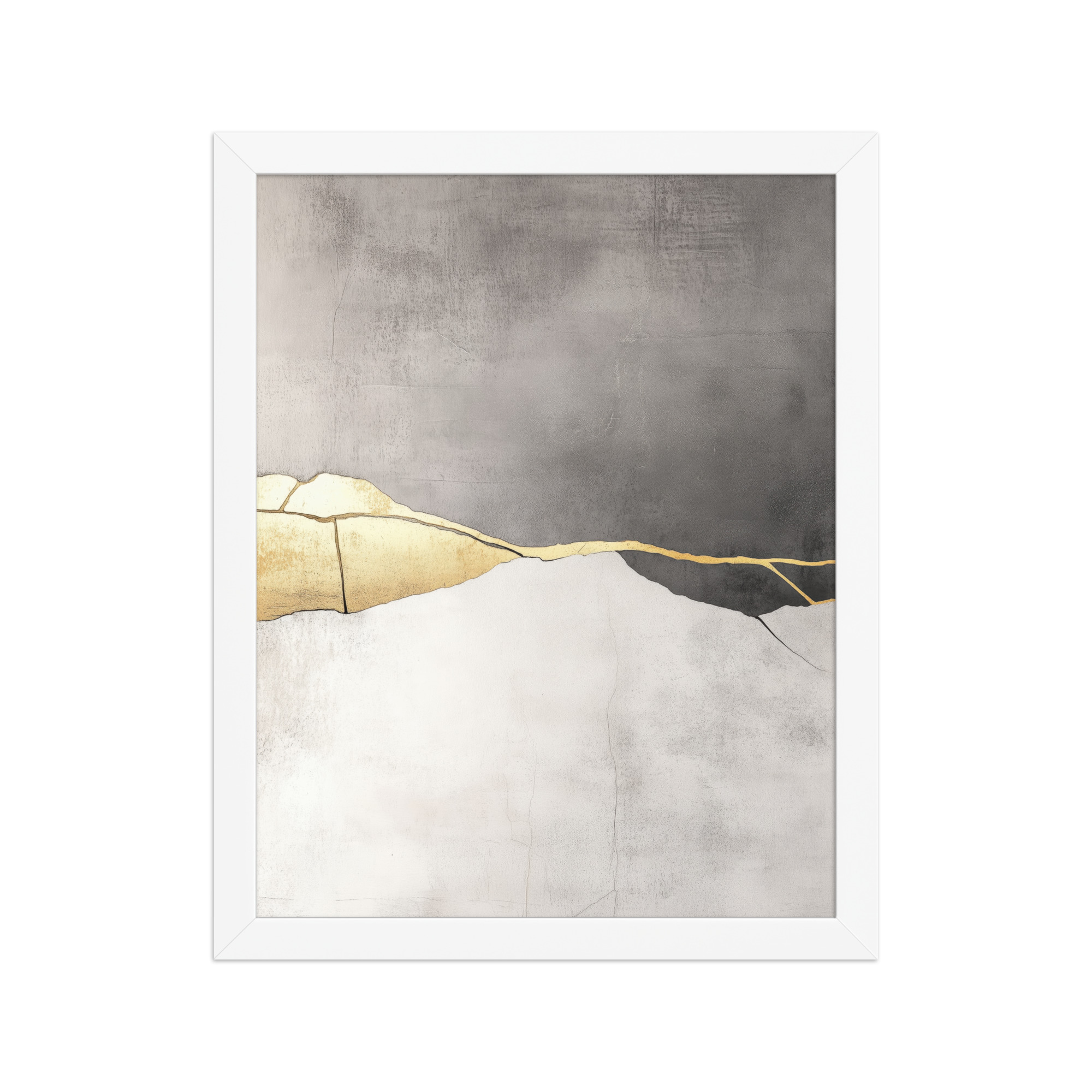 Cracked Harmony — Kintsugi Horizon Abstract with Gold Seam Wall Decor — Framed Poster - Image 13