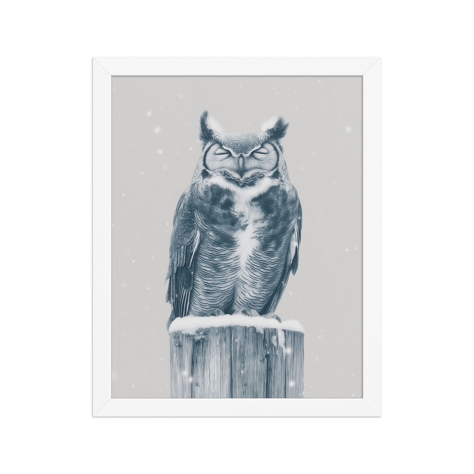 Silent Sentinel – Snow Owl Winter Wildlife Art in Neutrals Wall Decor — Framed Poster - Image 18