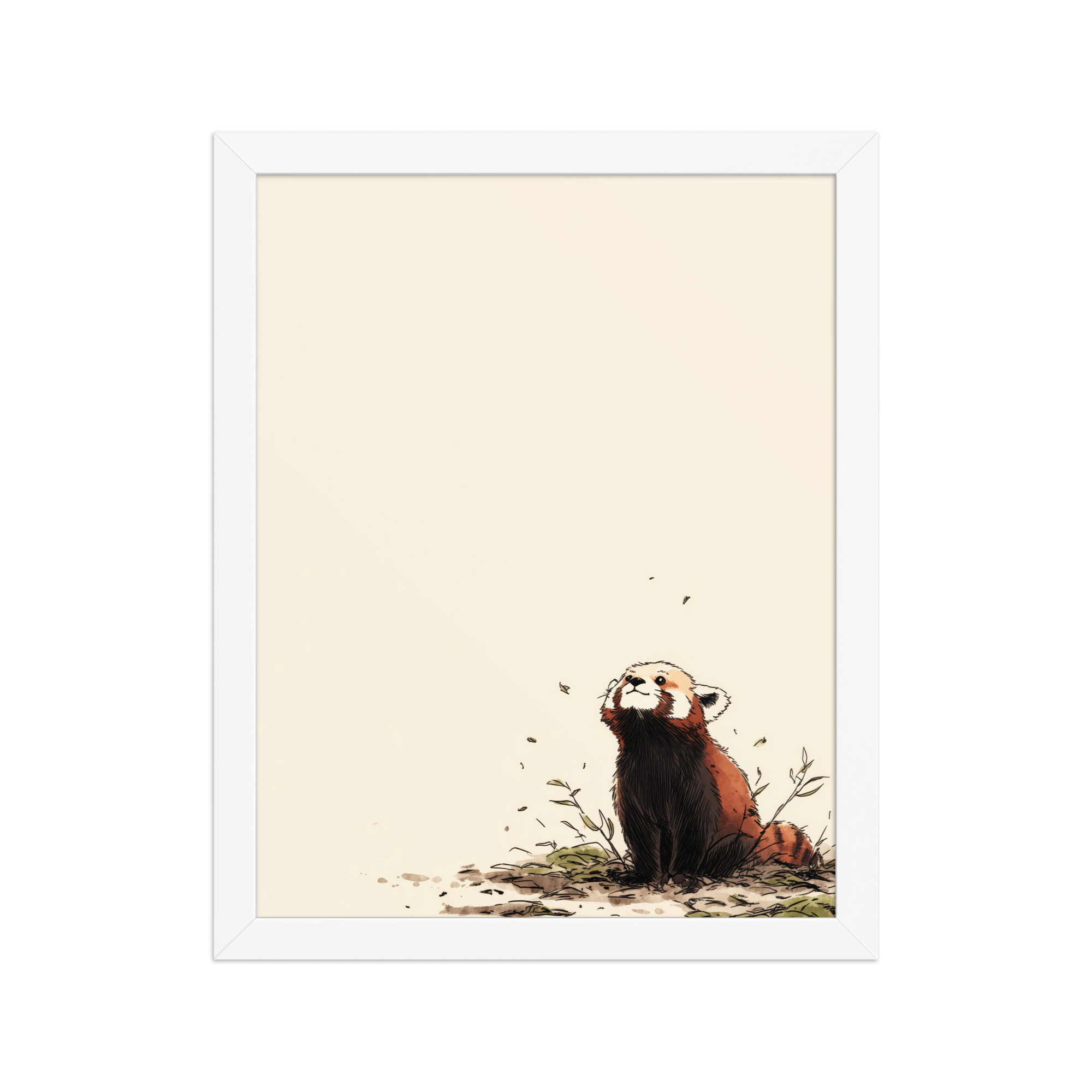Red Panda in the Wind — Minimal Illustrated Animal Wall Art — Framed Poster - Image 15