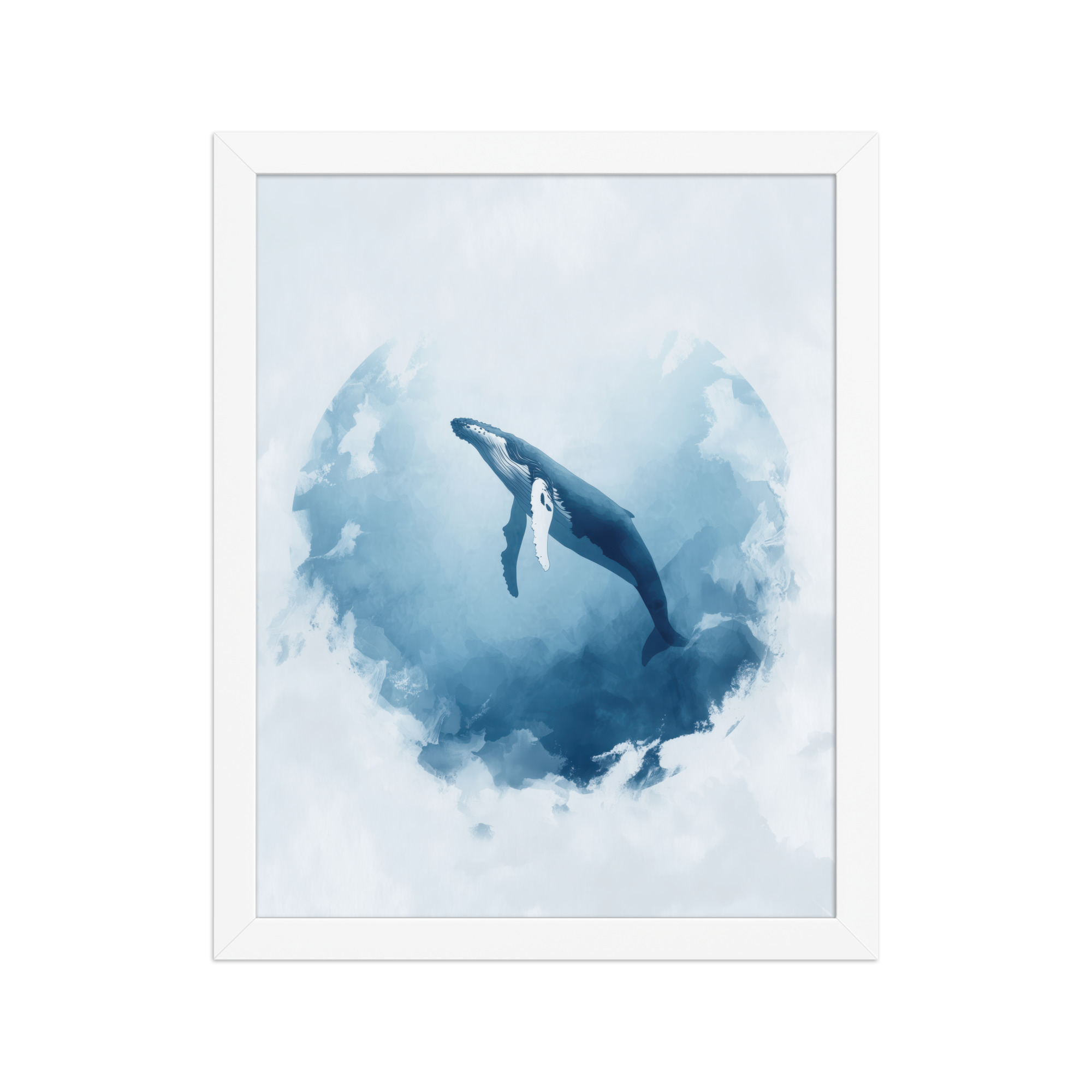 Ocean Heart — Humpback Whale in Dreamy Blue Watercolor Wall Art — Framed Poster - Image 14