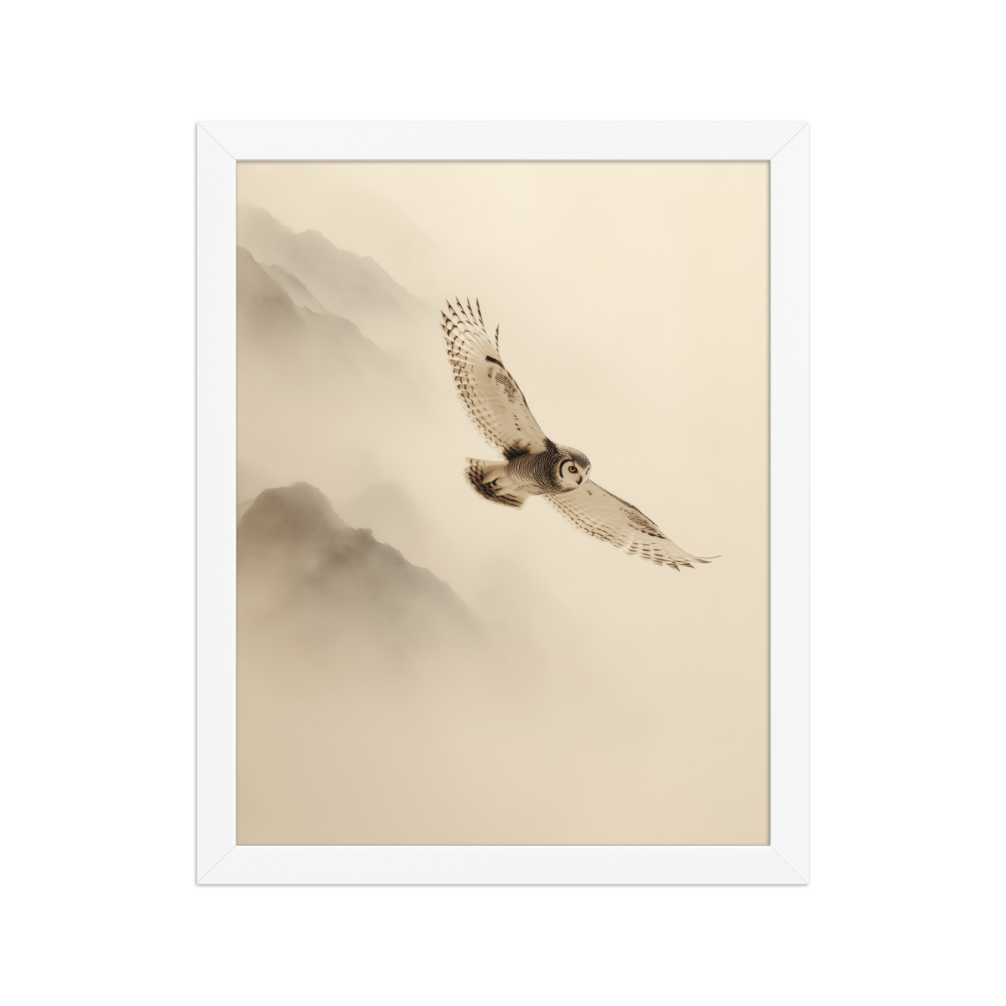 Flight Through Mist — Owl in Motion Wildlife Wall Art — Framed Poster - Image 15