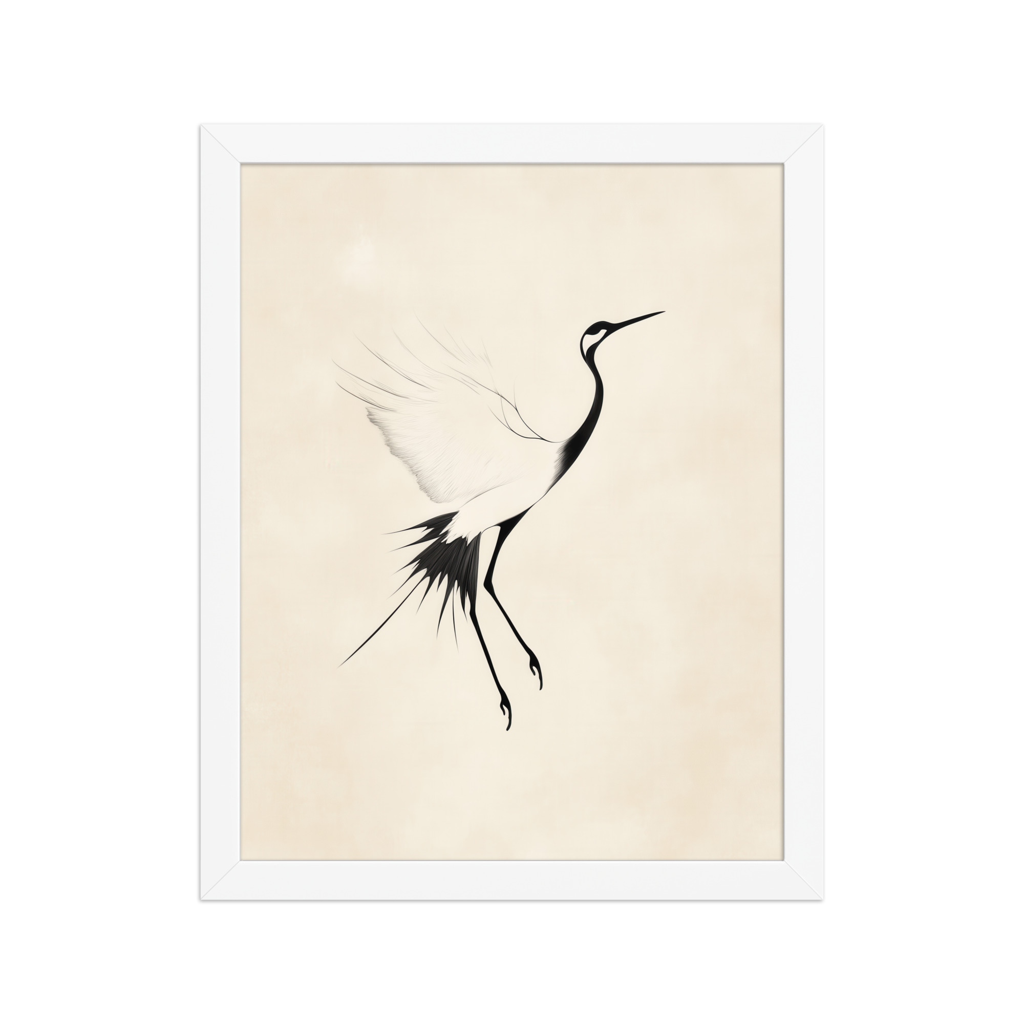 Crane of Still Winds — Red-Crowned Crane Minimal Ink Art — Framed Poster - Image 18