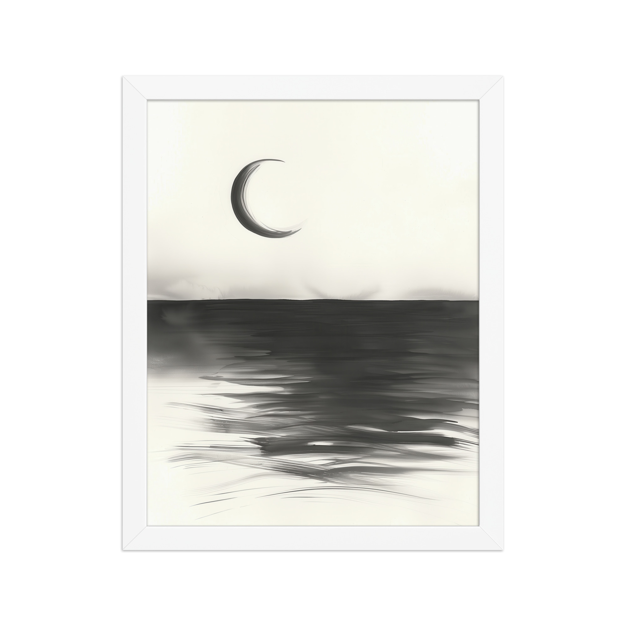 Crescent Reflections — Minimal Seascape Wall Decor — Framed Poster - Image 18