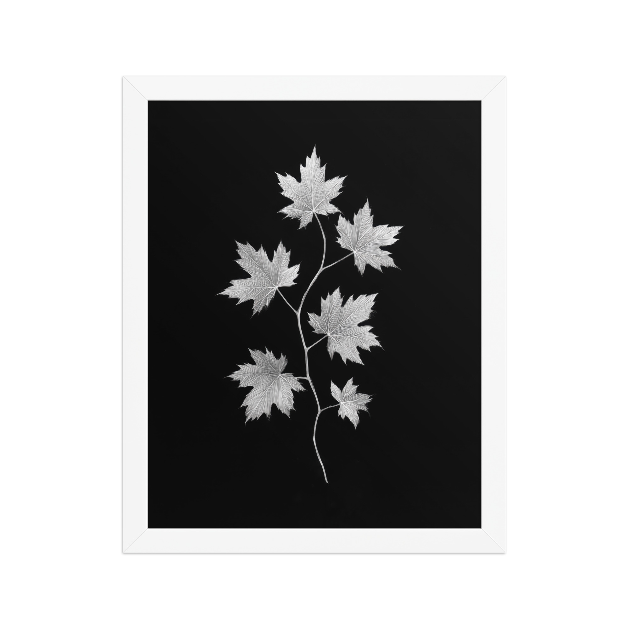 Ivory Veins — Japandi Maple Line Art — Framed Poster - Image 18