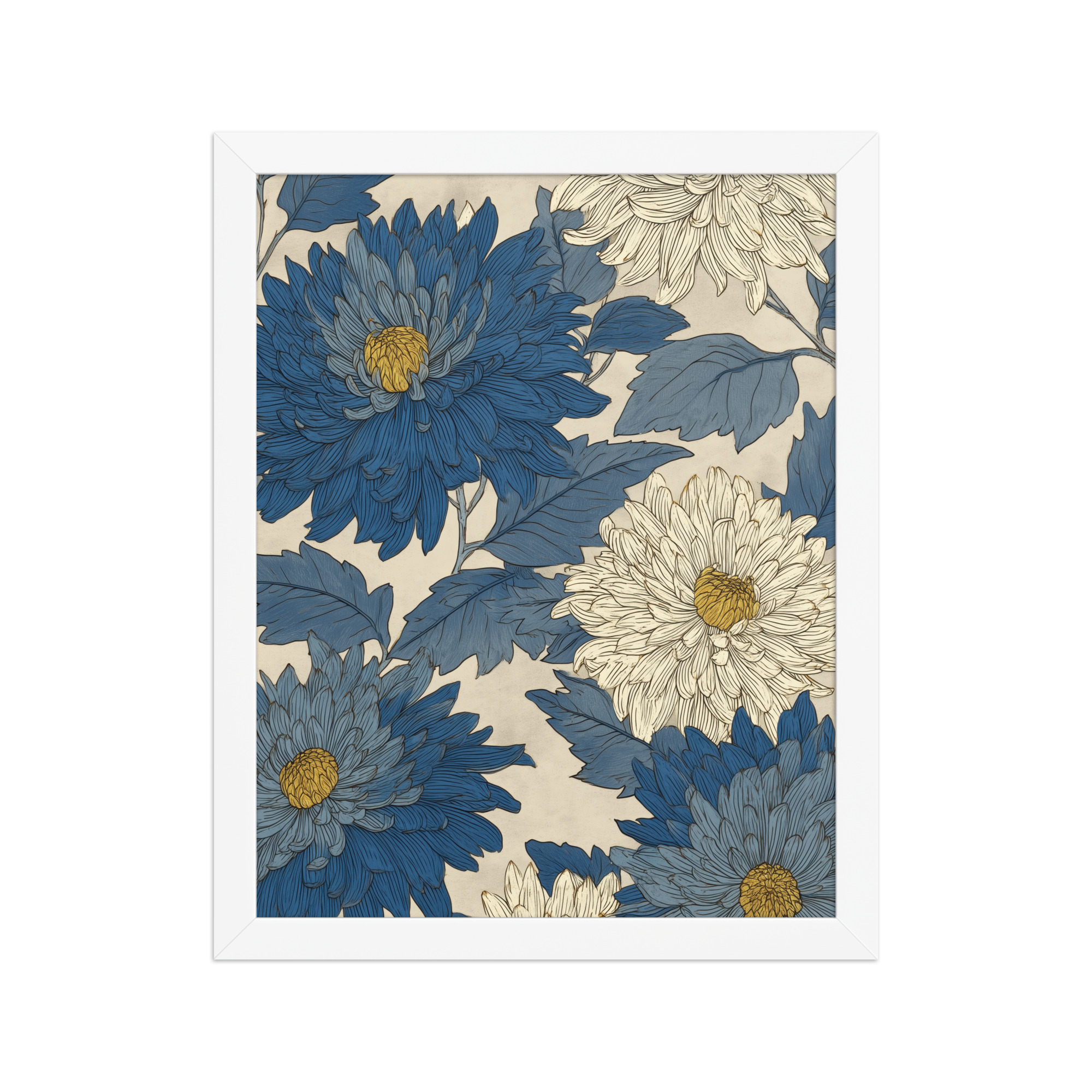 Mixed Chrysanthemums — Vintage Floral Pattern Wall Decor — Framed Poster - Image 16