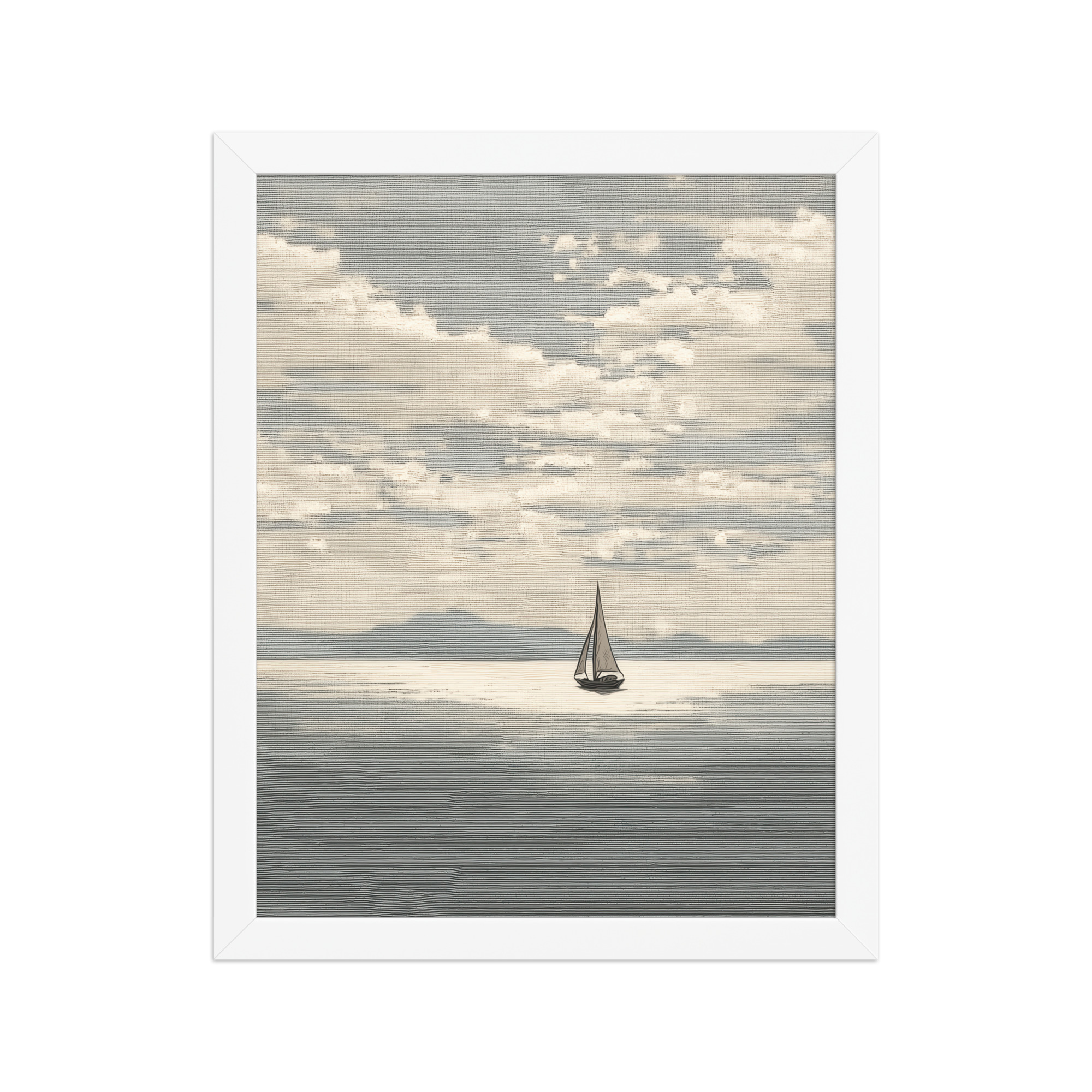 Sailboat Journey — Minimal Seascape, Neutral Japandi Wall Art — Framed Poster - Image 13