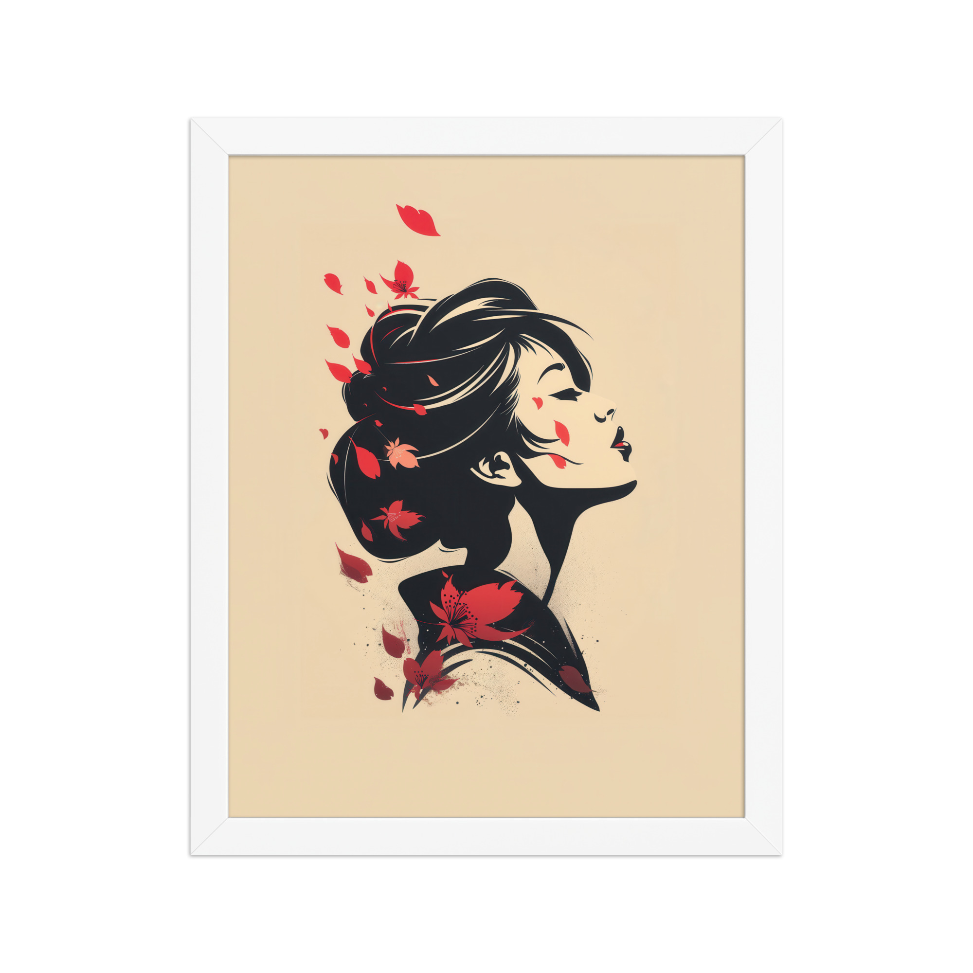 Blossoms in the Wind — Japandi Geisha Minimal Wall Art — Framed Poster - Image 18